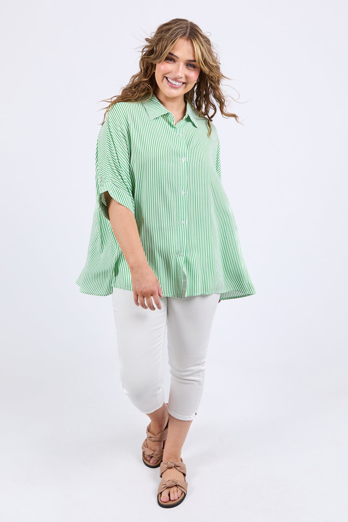 Luna Shirt Spring Green & White Stripe