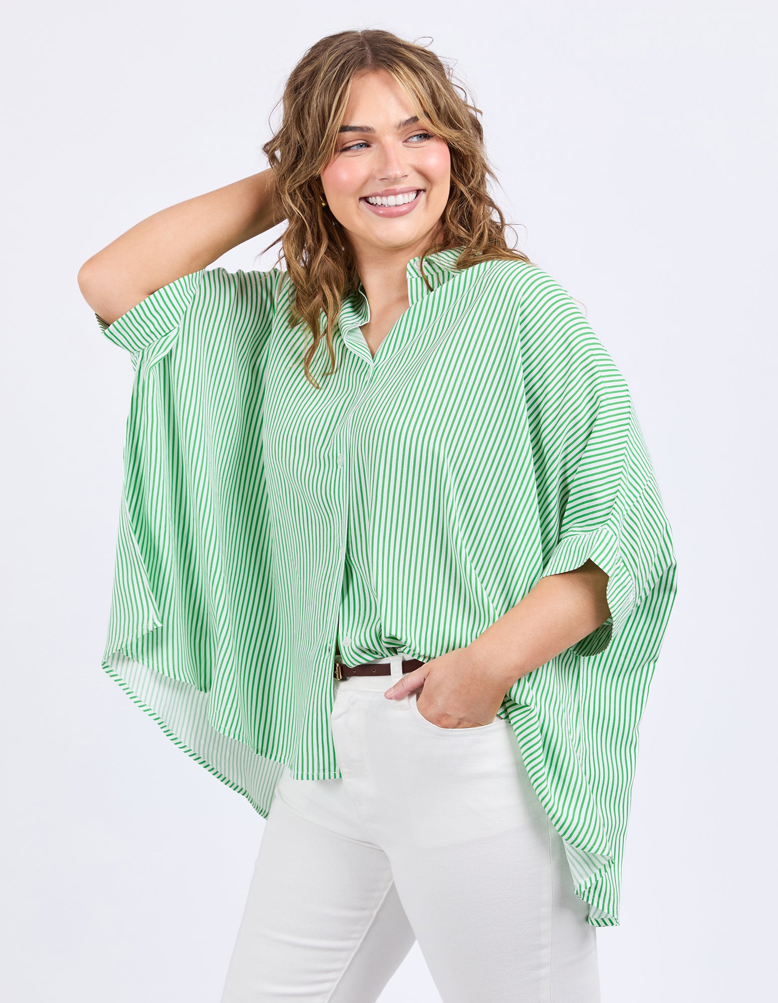 Luna Shirt Spring Green & White Stripe