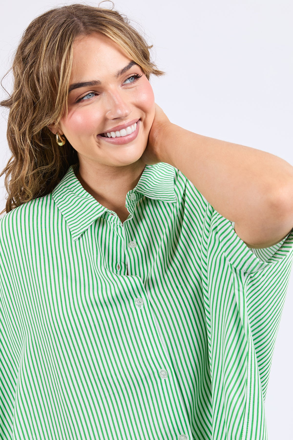 Luna Shirt Spring Green & White Stripe