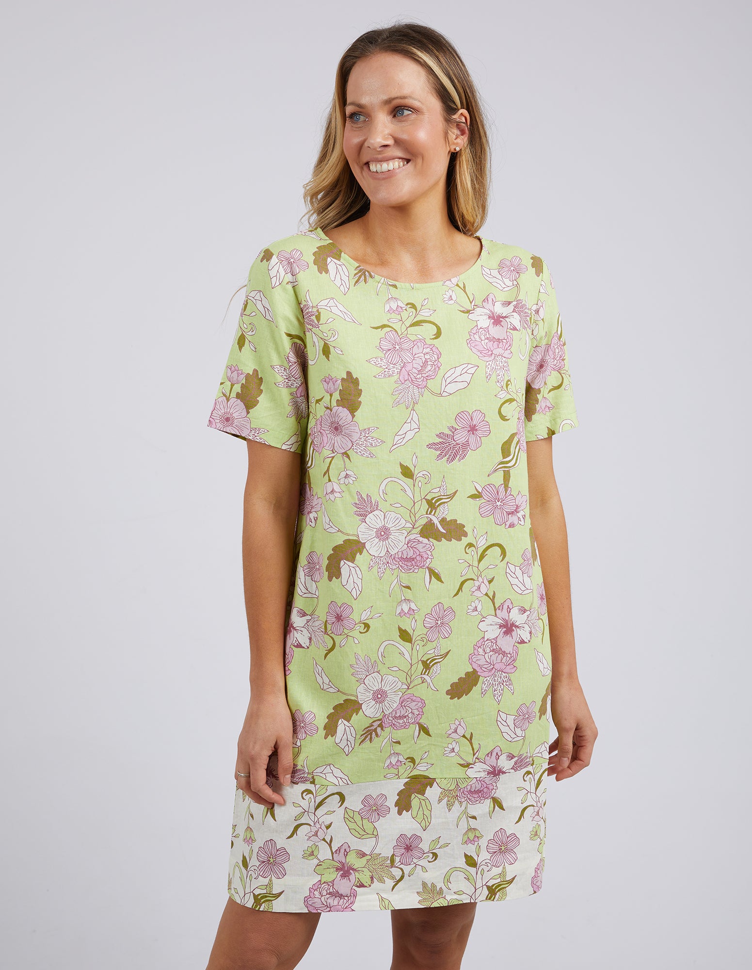 Emmeline Shift Dress Spliced Floral Print