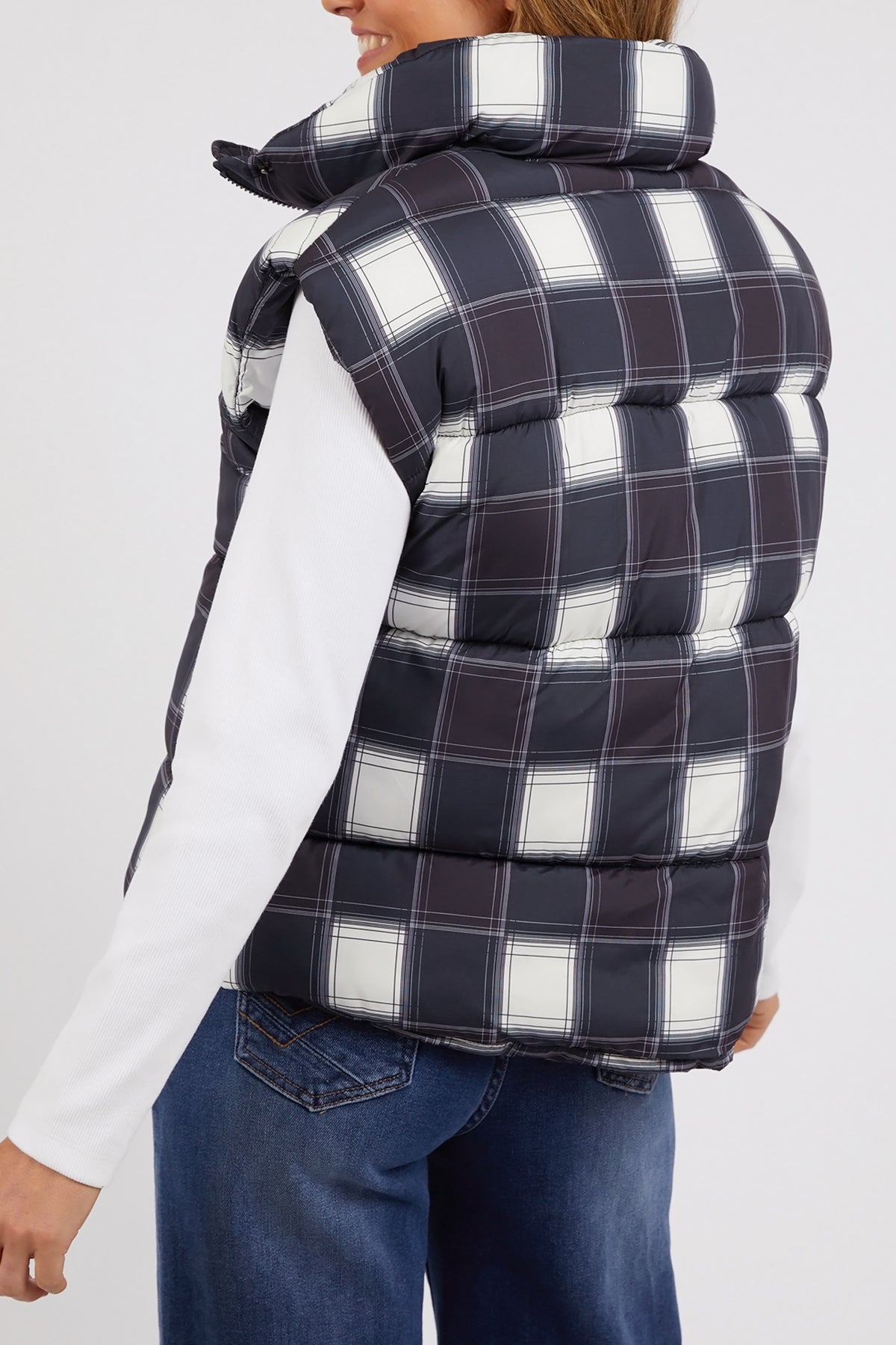 Cedar Navy Check Puffer Vest