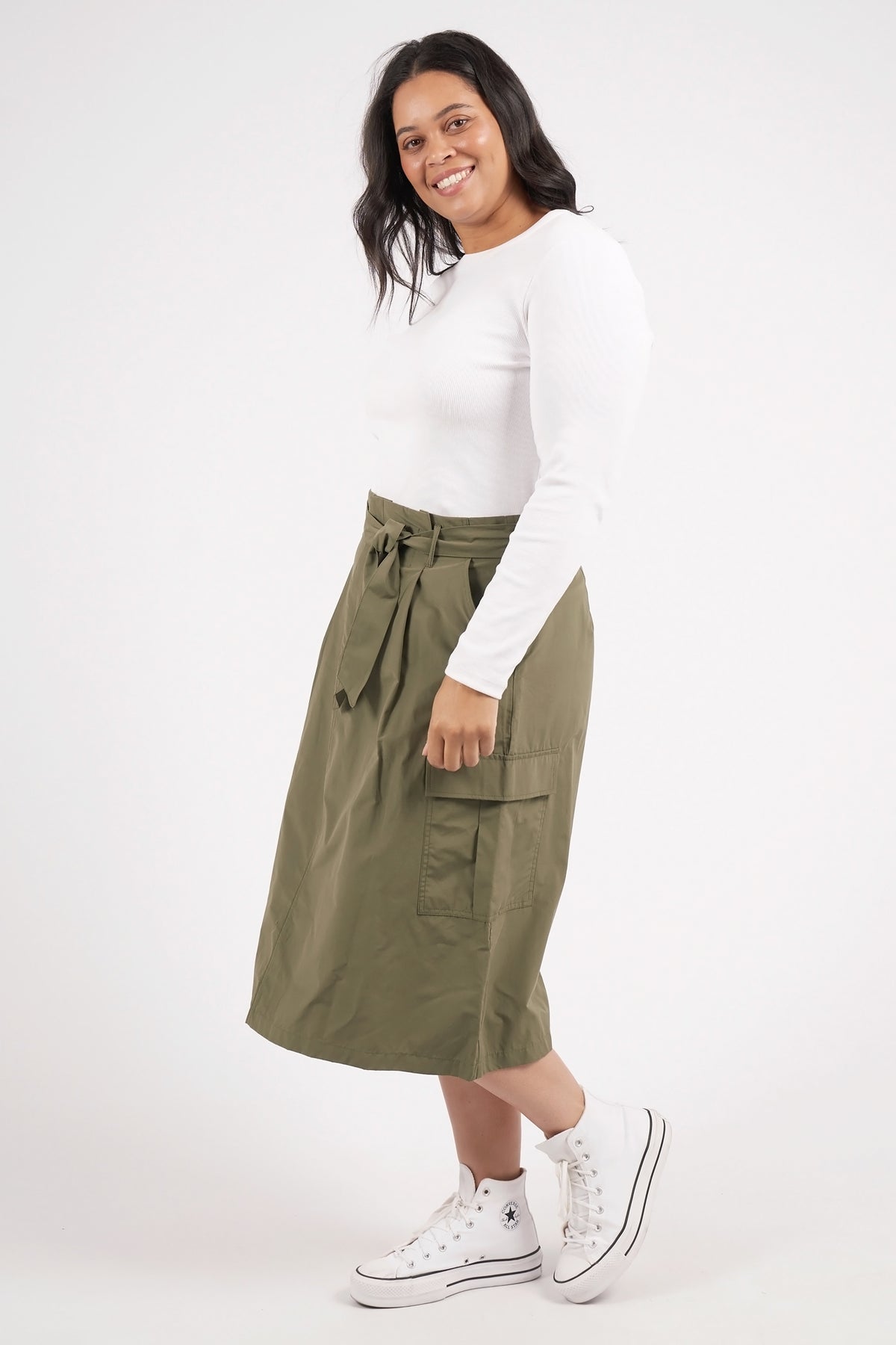 Moss Cargo Skirt Clover