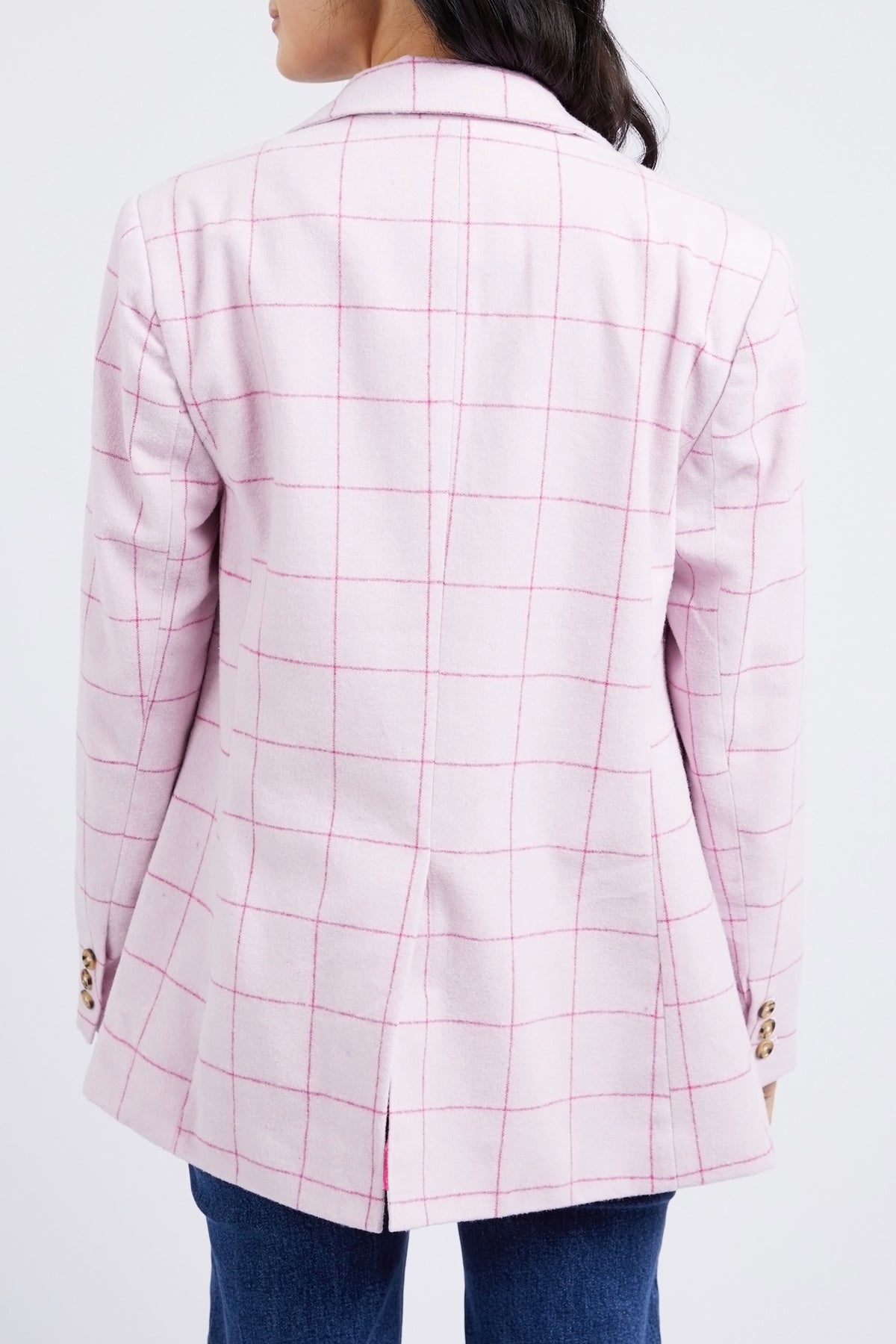 Tansy Check Blazer Pale Pink