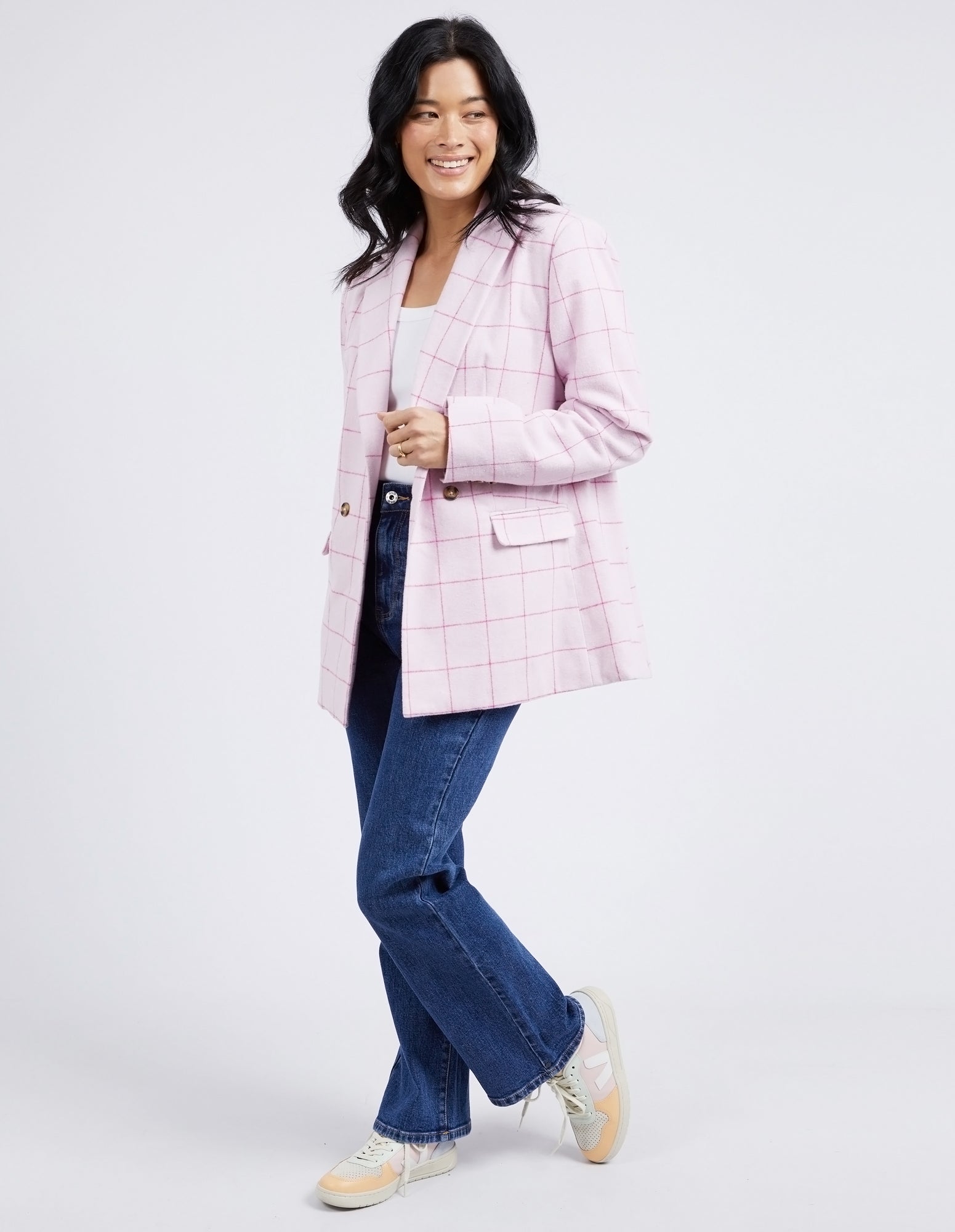 Tansy Check Blazer Pale Pink Elm Lifestyle