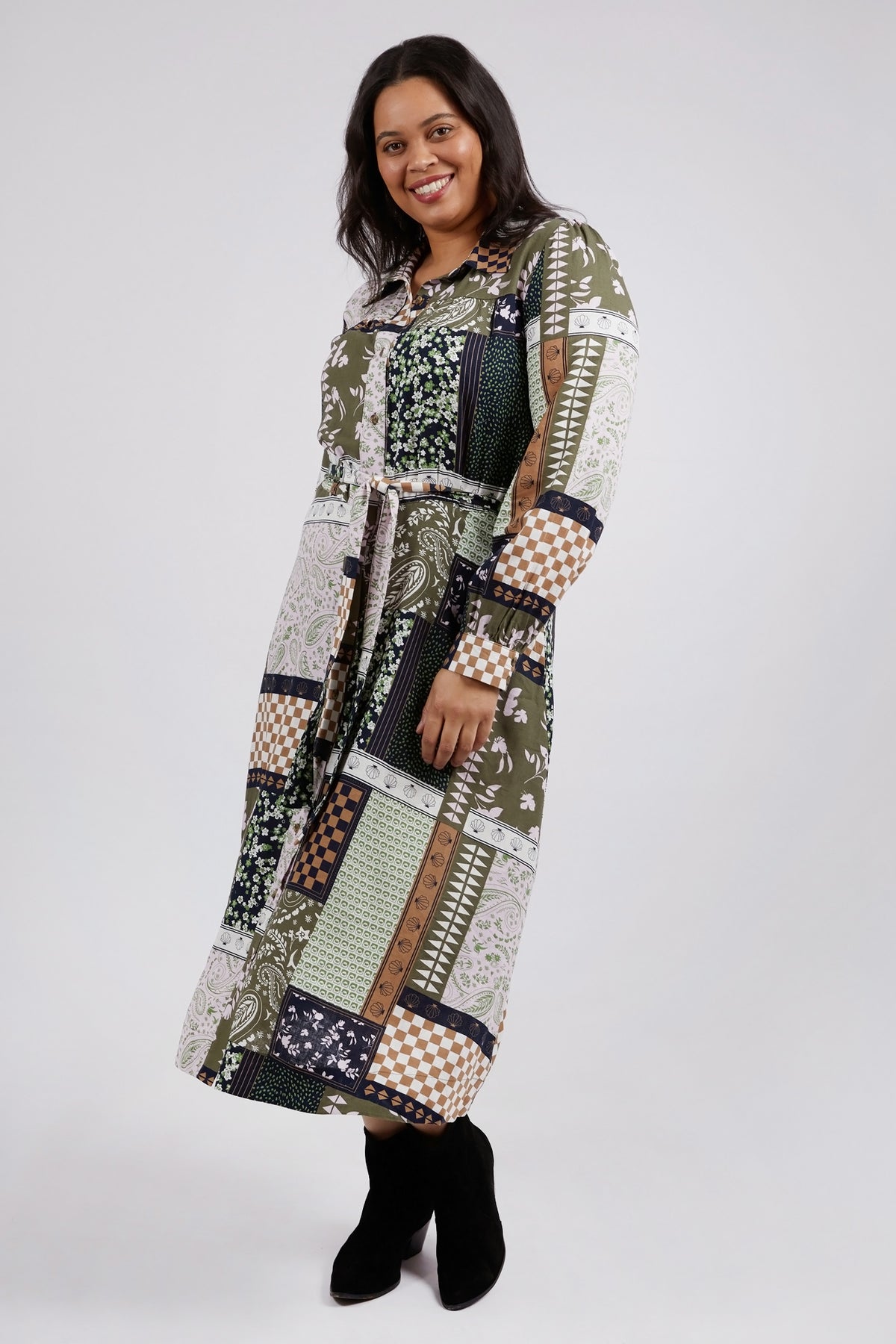 Vetiver Patchwork Print Dress