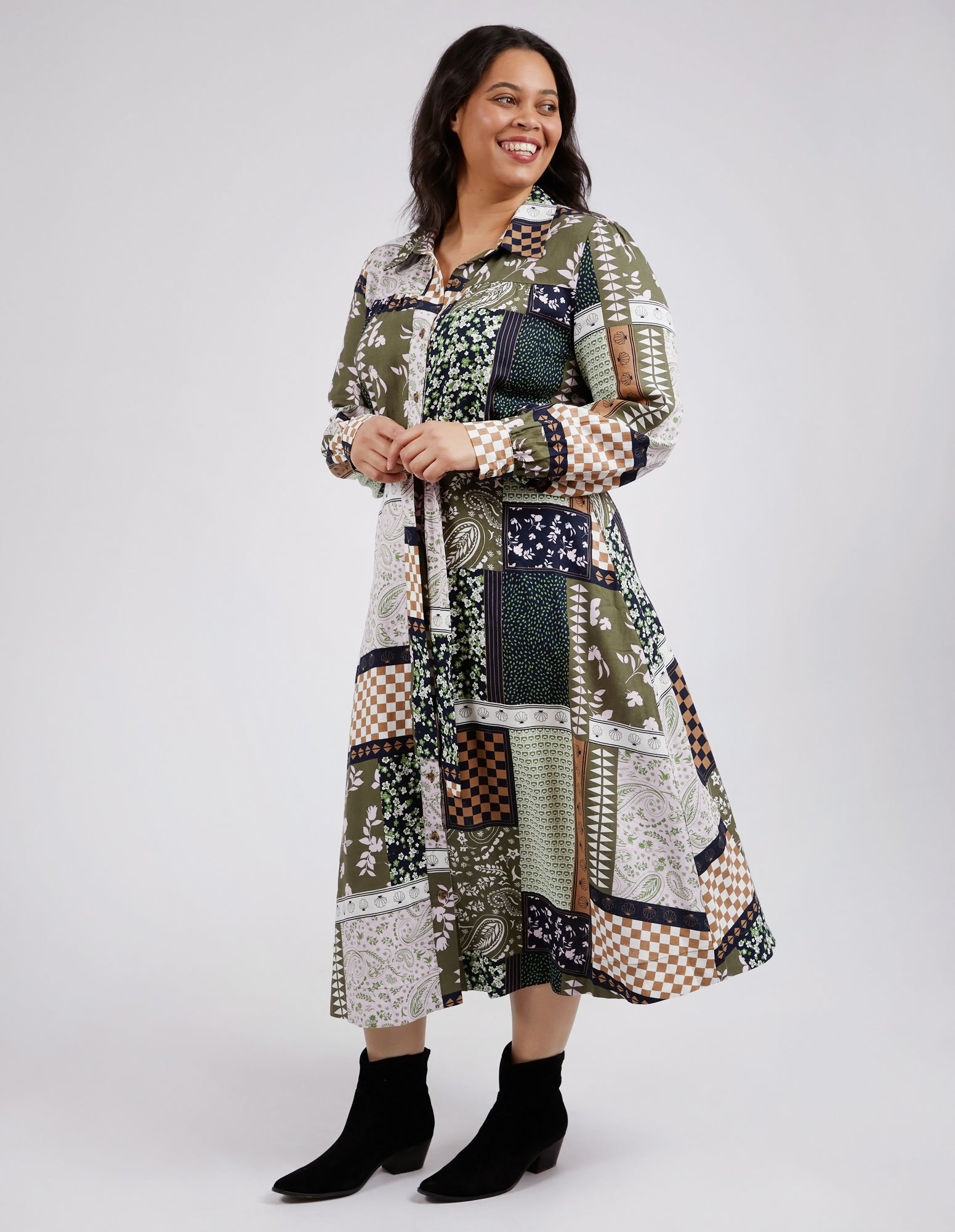 Vetiver Patchwork Print Dress