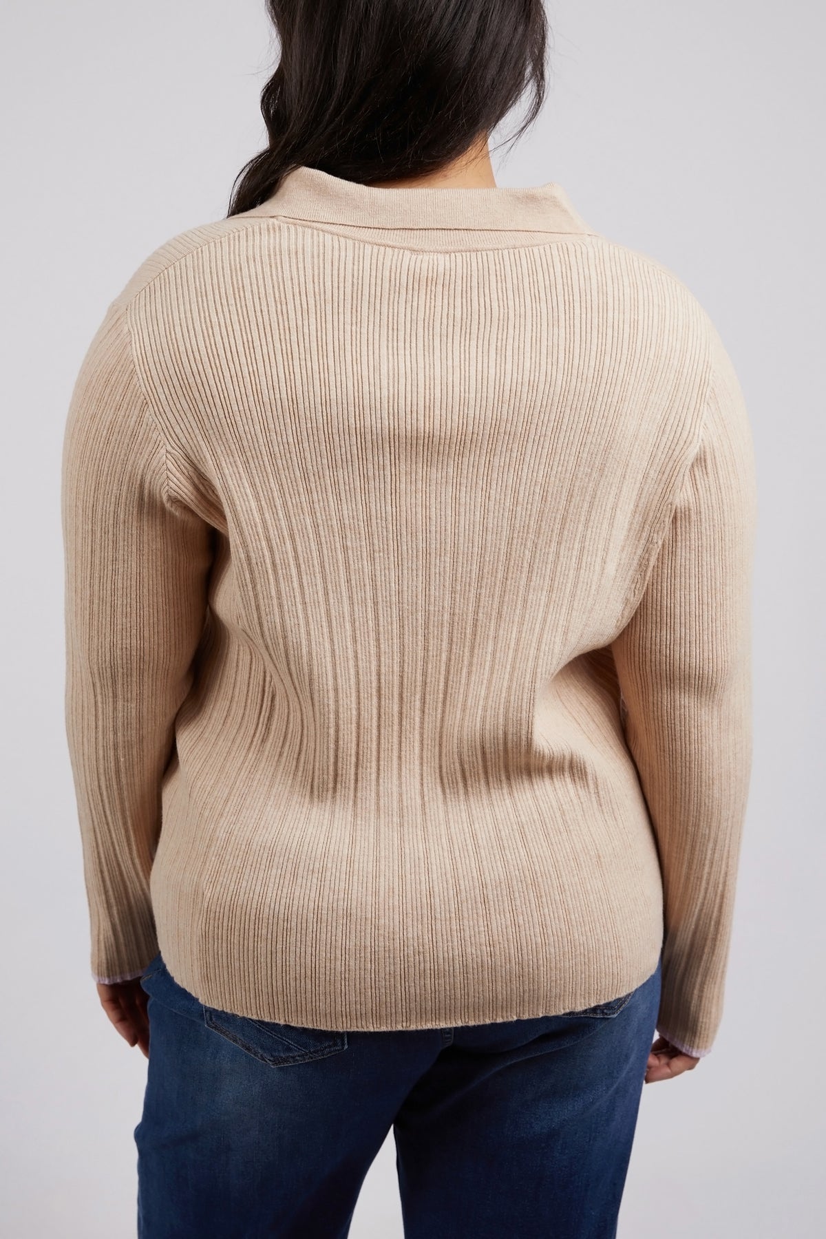 Maple Open Collar Knit Oatmeal