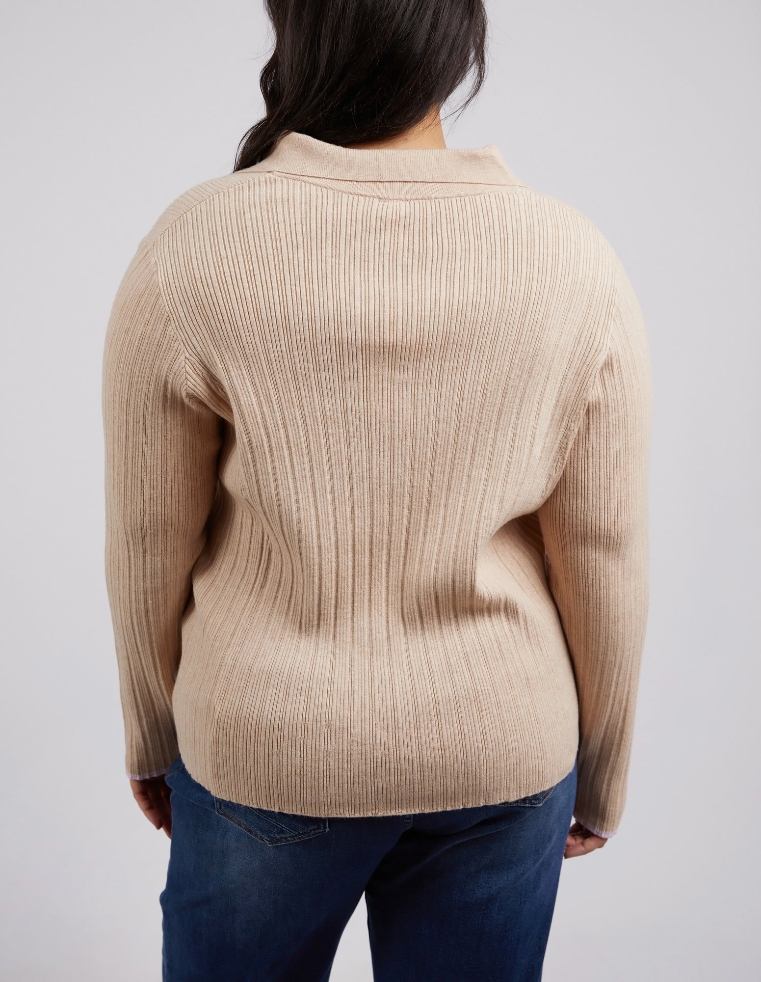 Maple Open Collar Knit Oatmeal