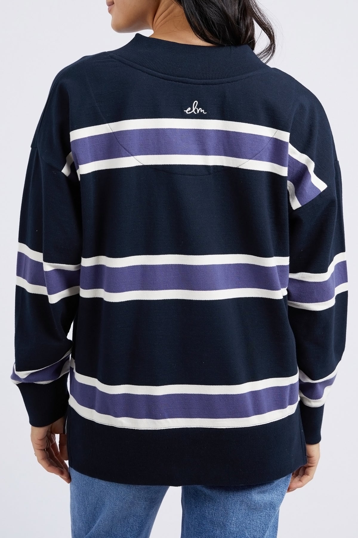 Peak Vee Fleece Navy Stripe