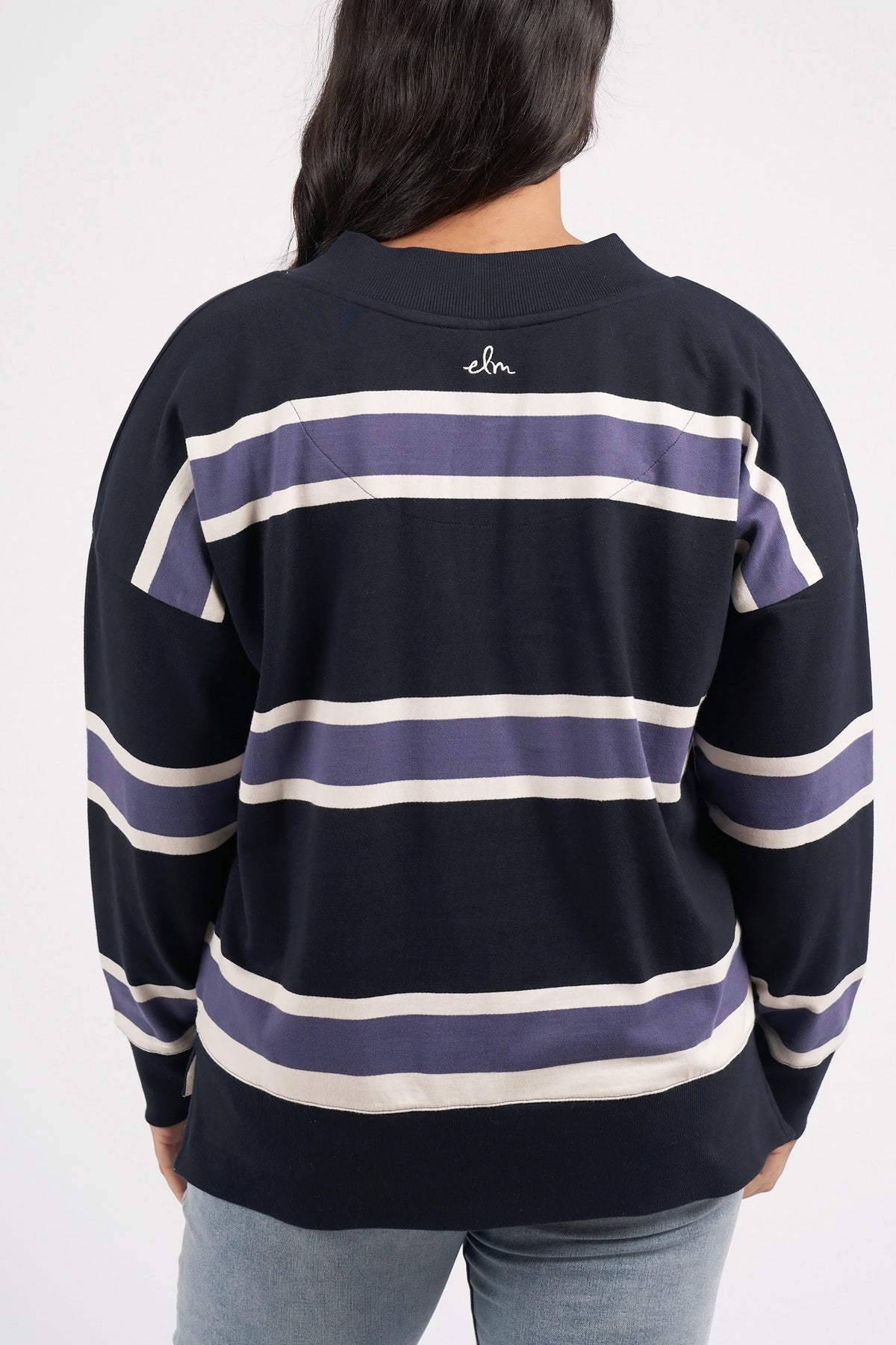 Peak Vee Fleece Navy Stripe