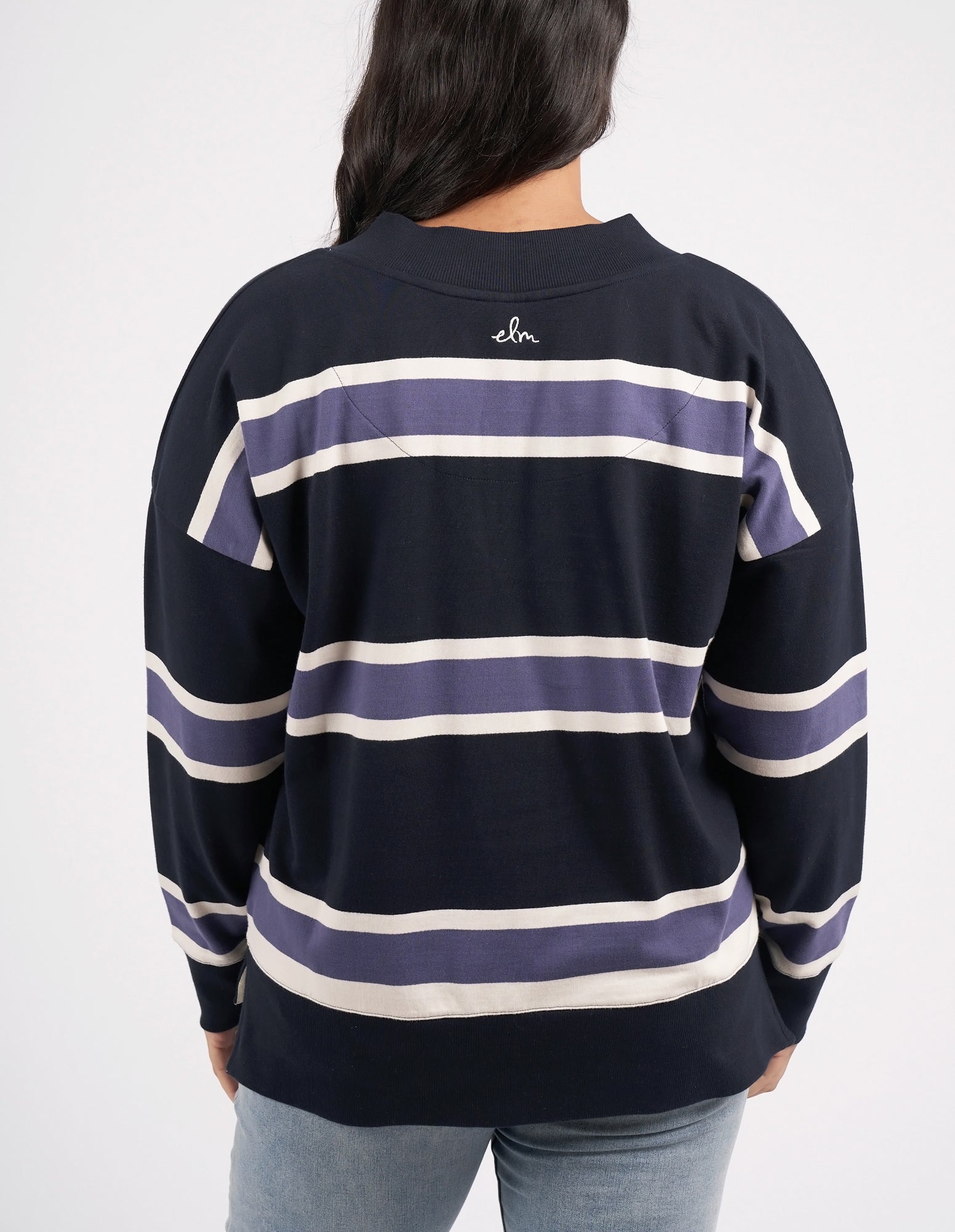 Peak Vee Fleece Navy Stripe