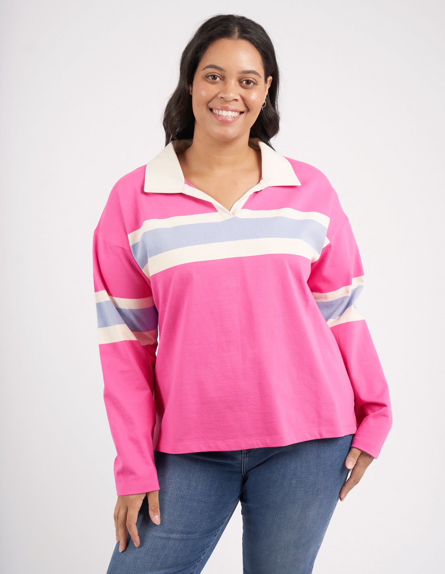 Compass Long Sleeve Rugby Shocking Pink