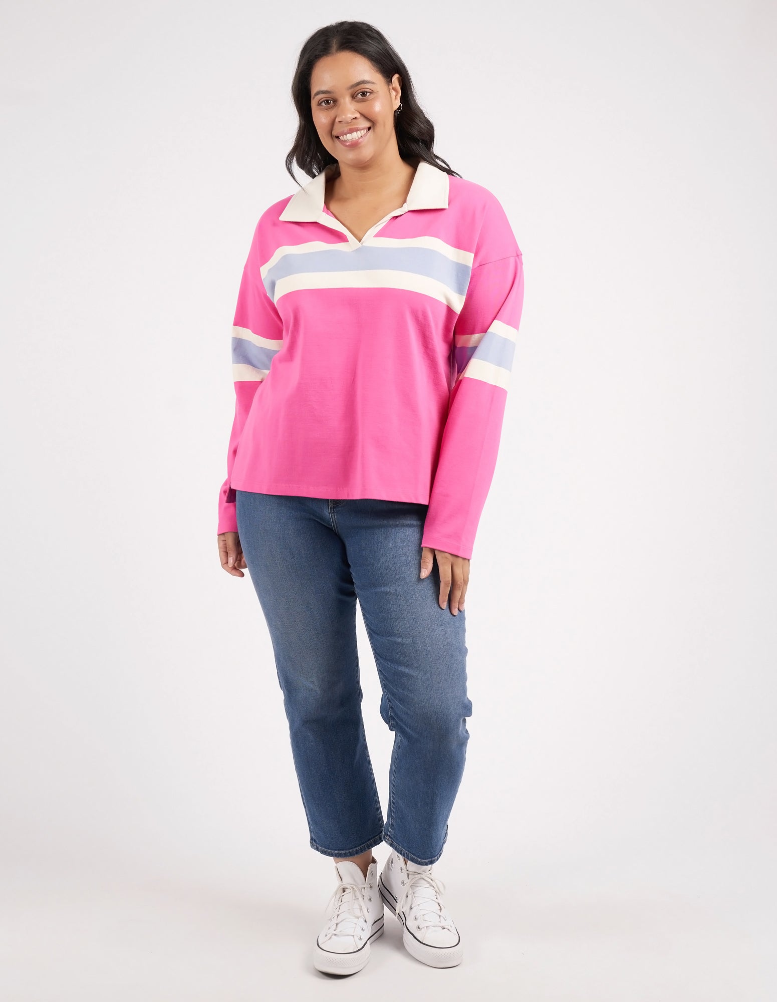 Compass Long Sleeve Rugby Shocking Pink