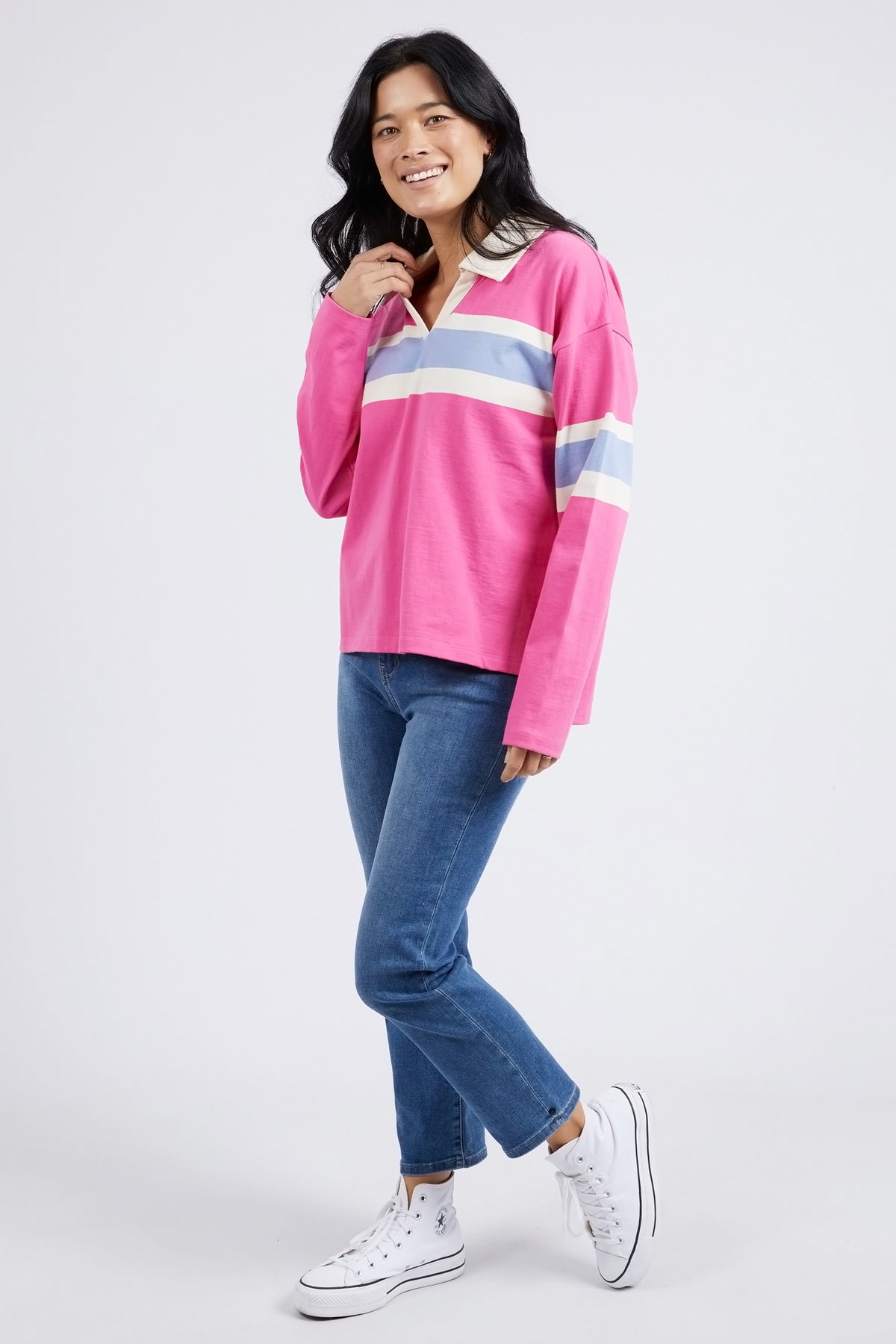 Compass Long Sleeve Rugby Shocking Pink