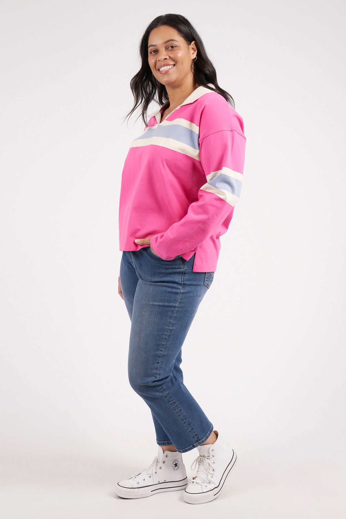 Compass Long Sleeve Rugby Shocking Pink