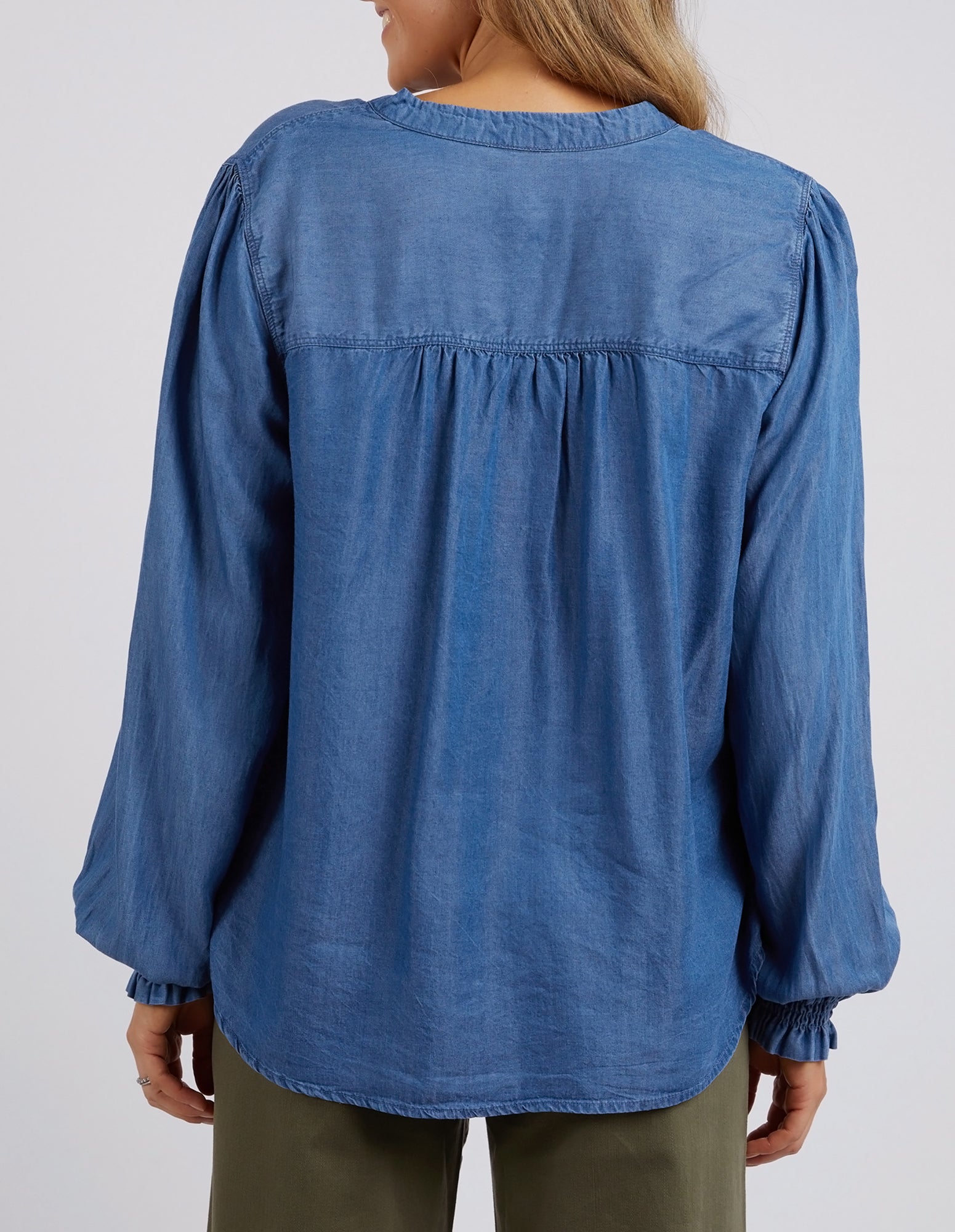 Petal Long Sleeve Top Blue Wash