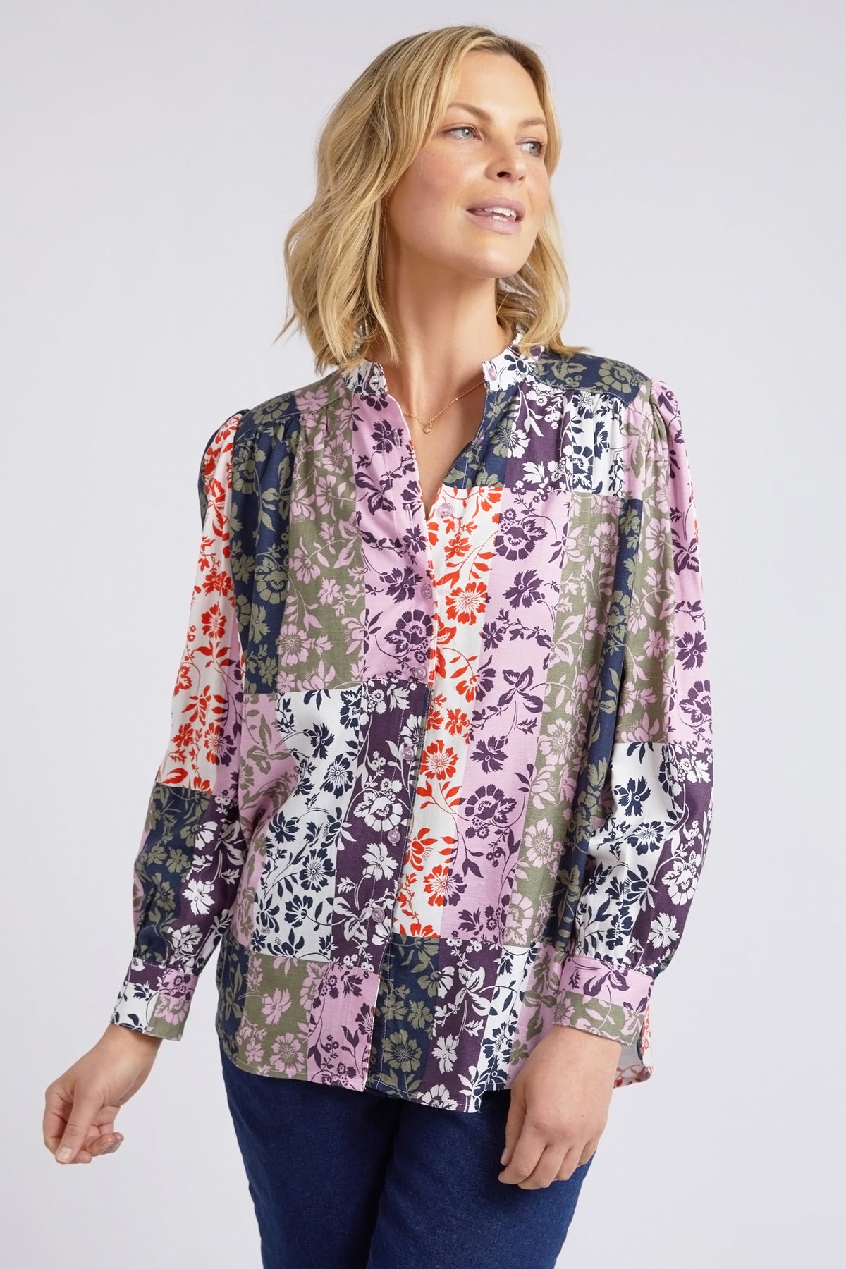 Linear Floral Print Blouse