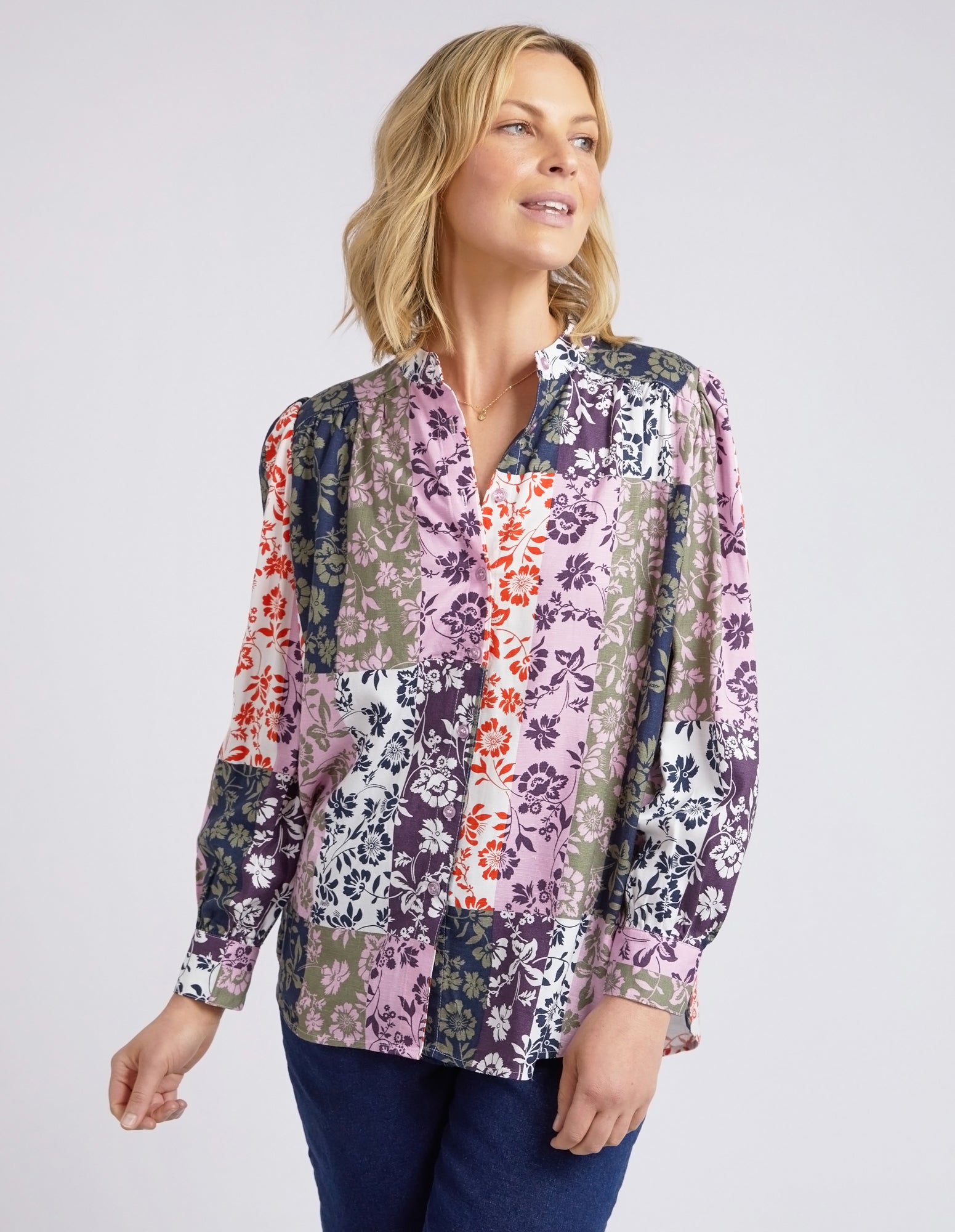 Linear Floral Print Blouse