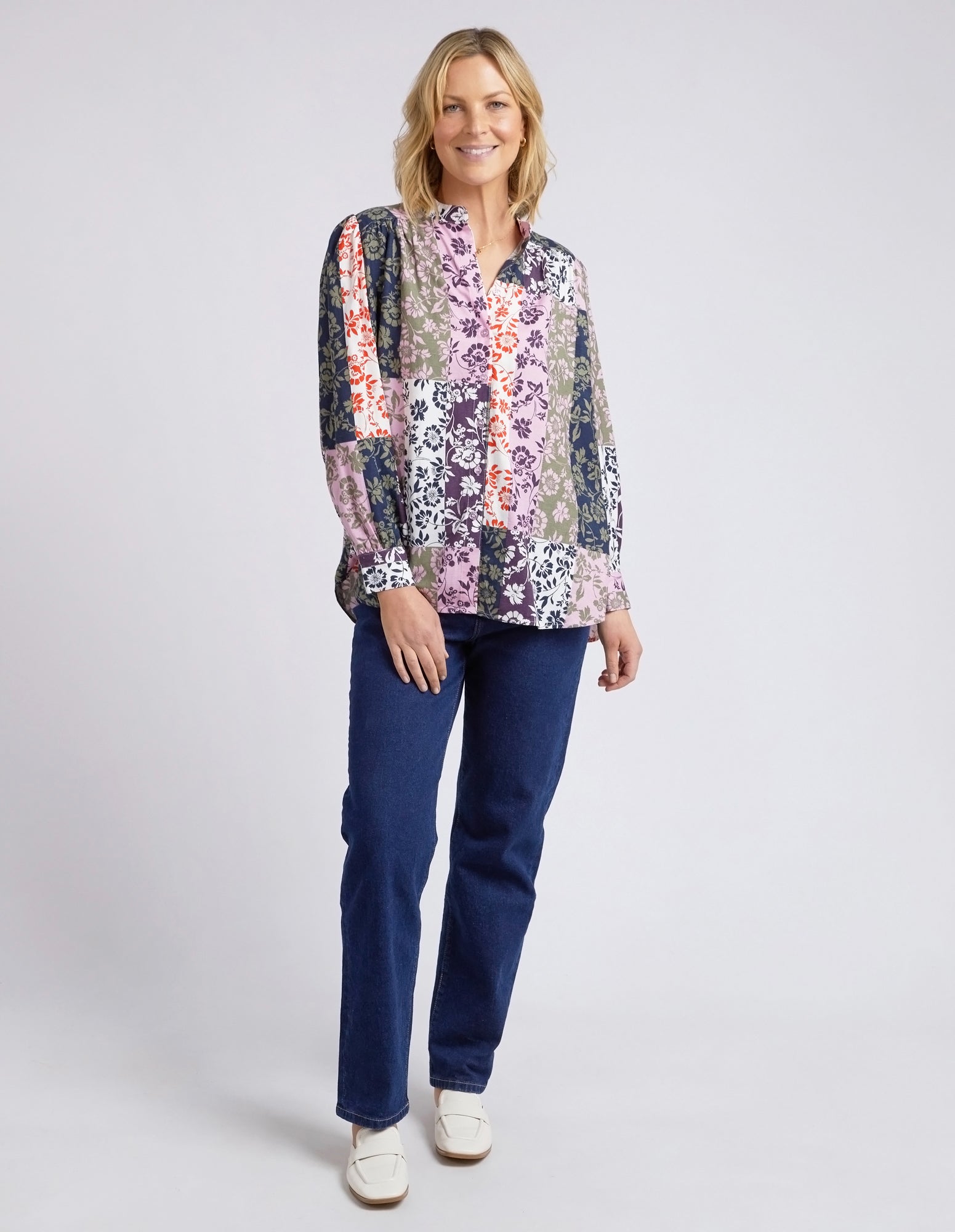 Linear Floral Print Blouse