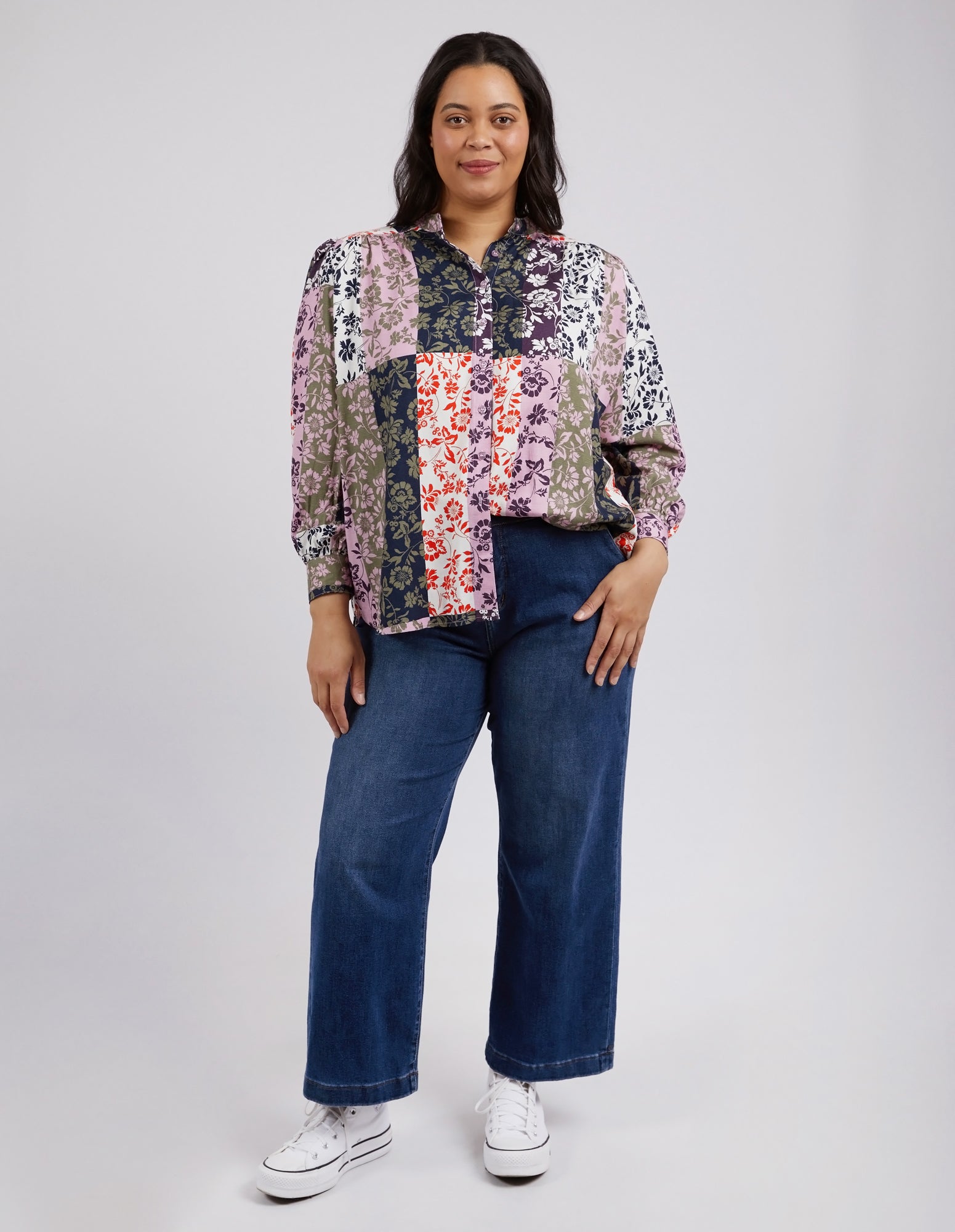 Linear Floral Print Blouse