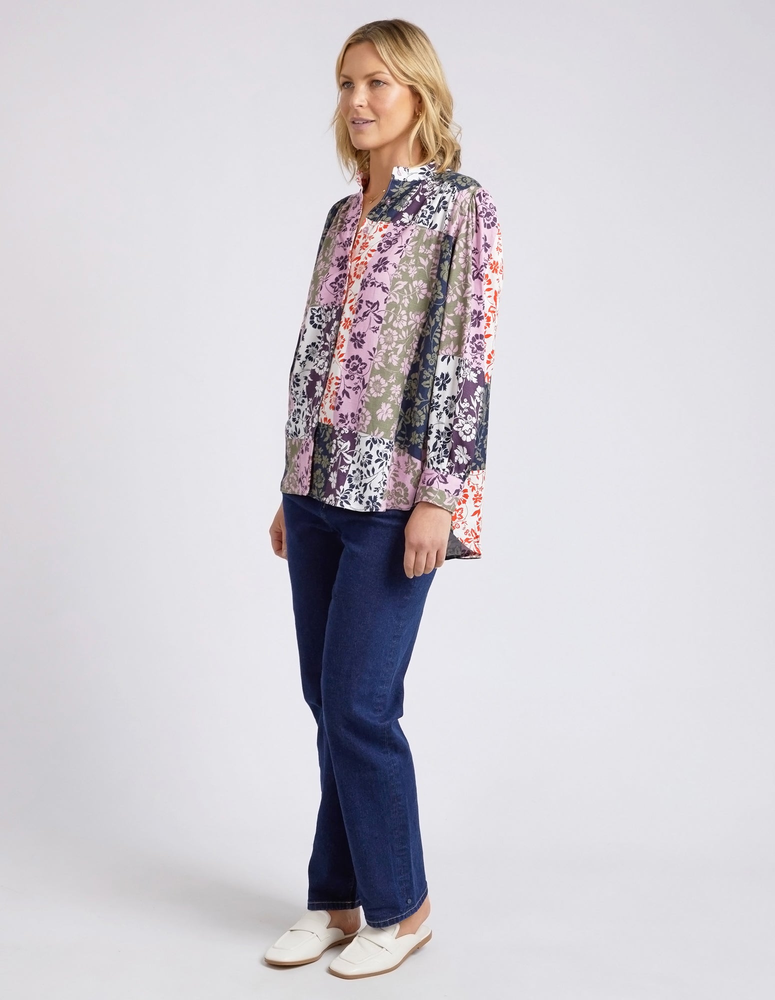 Linear Floral Print Blouse