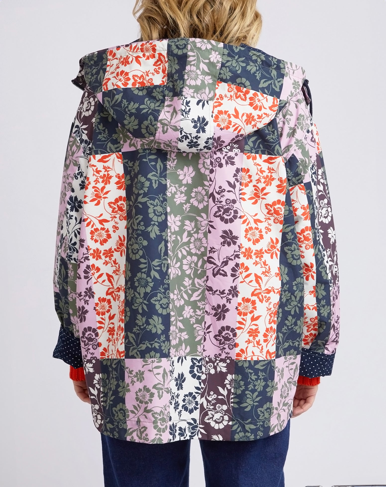 Linear Floral Print Raincoat