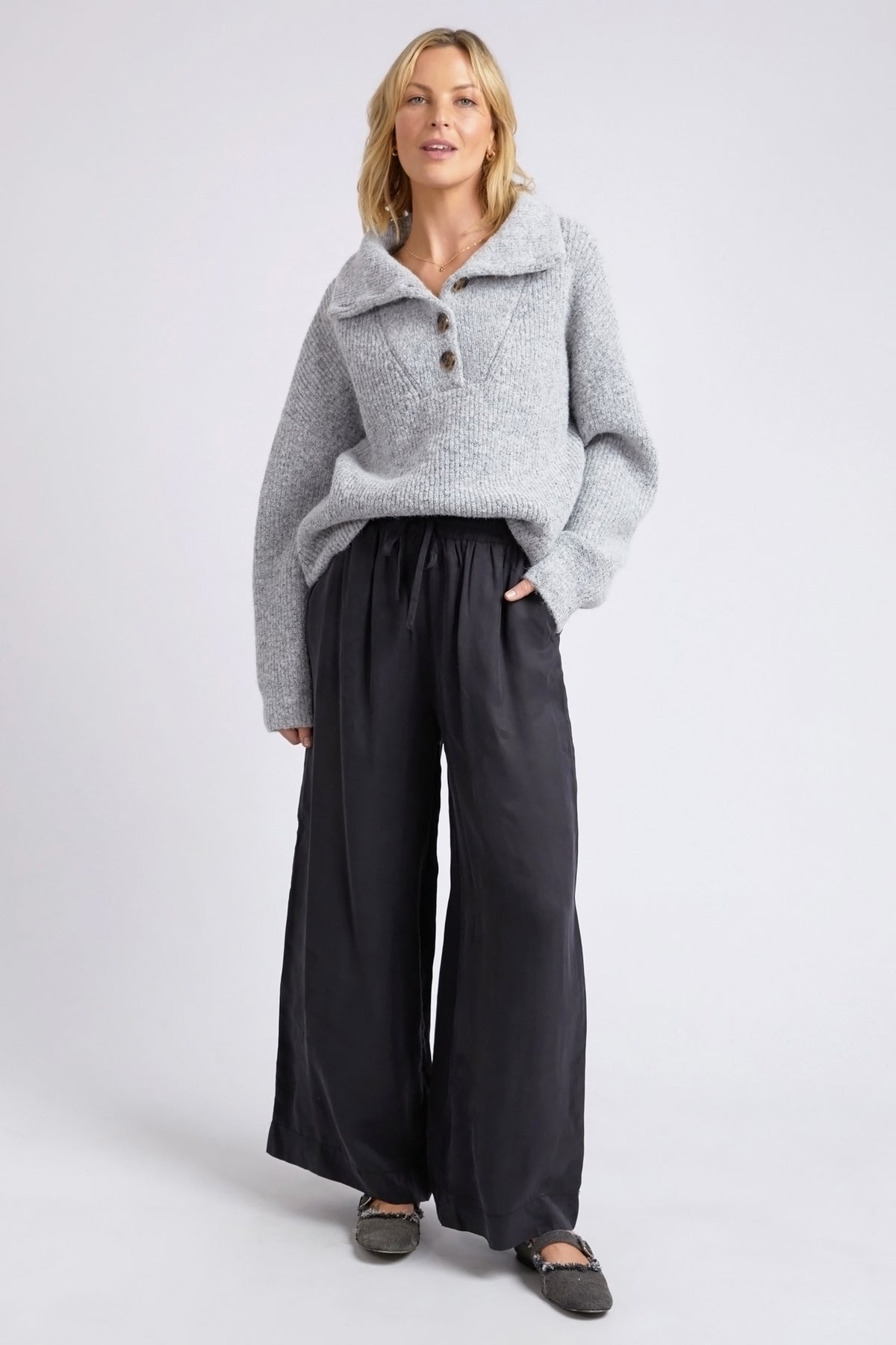 Callie Wide Leg Pant Black