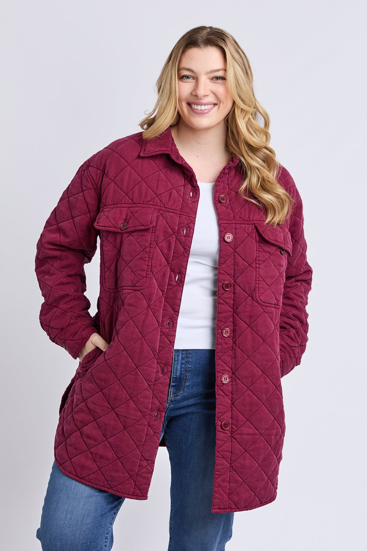 Katie Quilted Shacket Plum