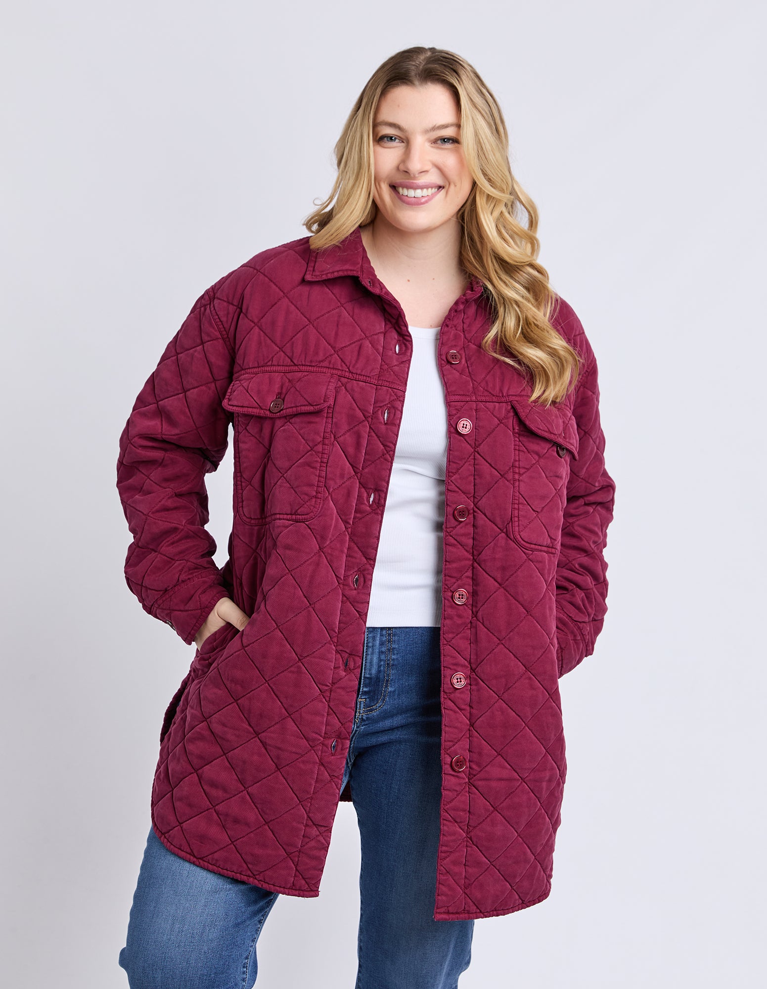 Katie Quilted Shacket Plum