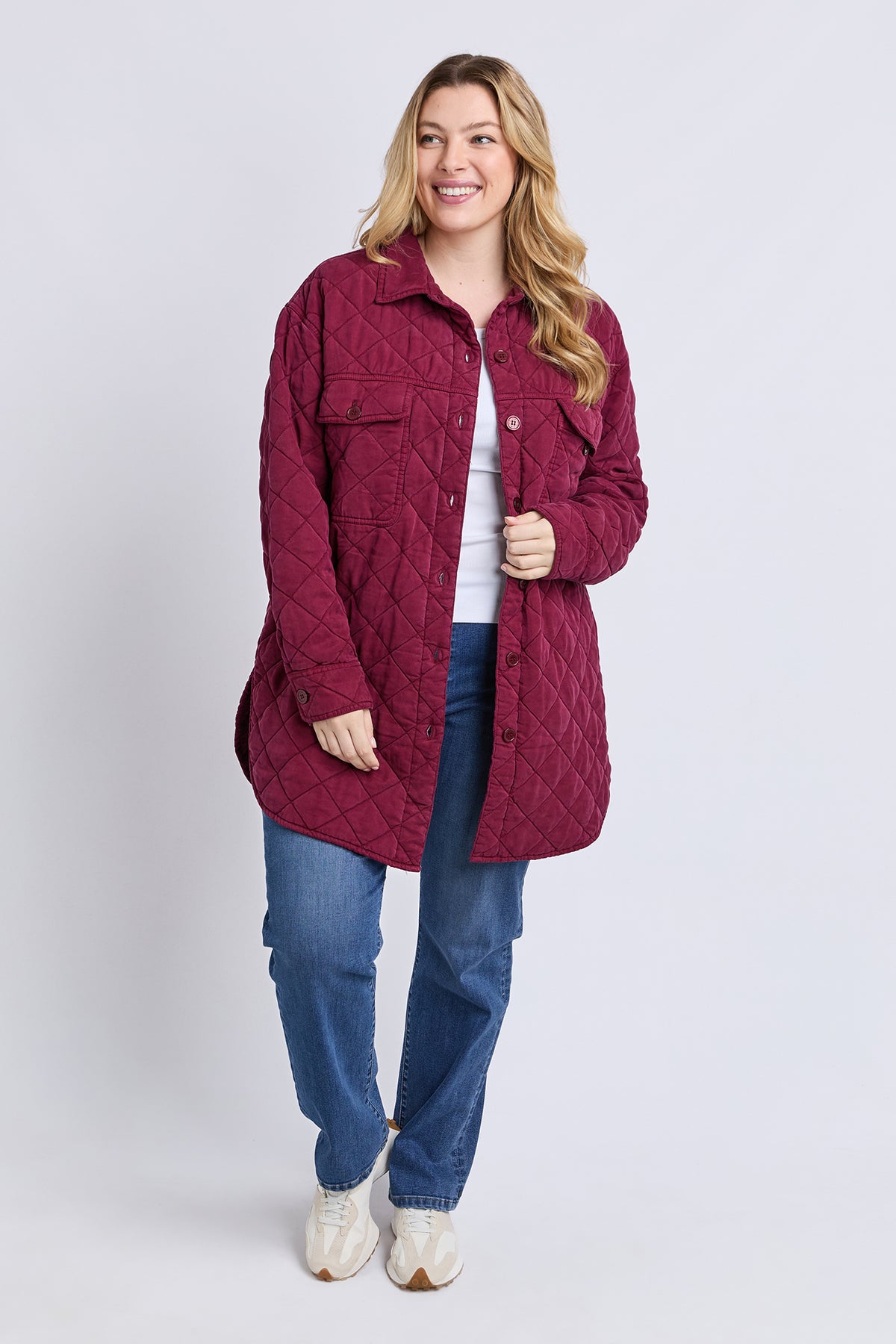 Katie Quilted Shacket Plum