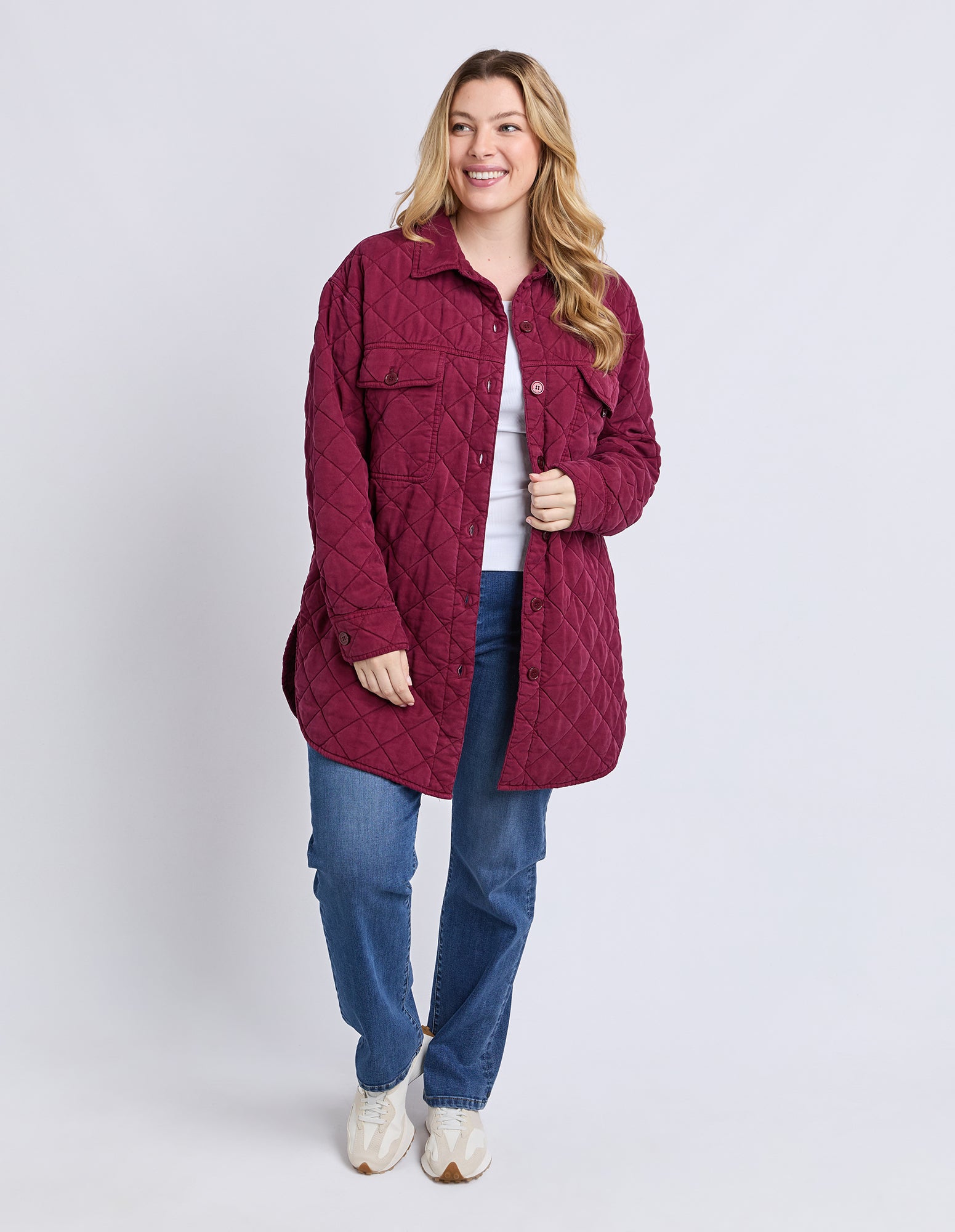 Katie Quilted Shacket Plum