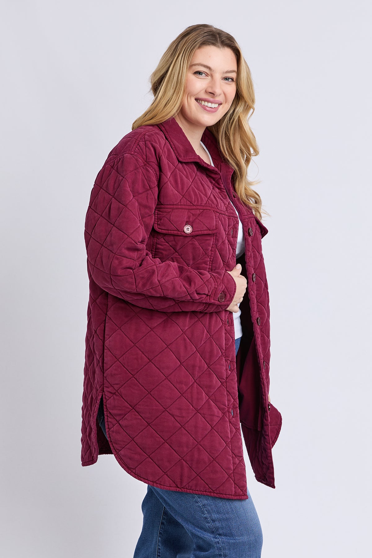 Katie Quilted Shacket Plum