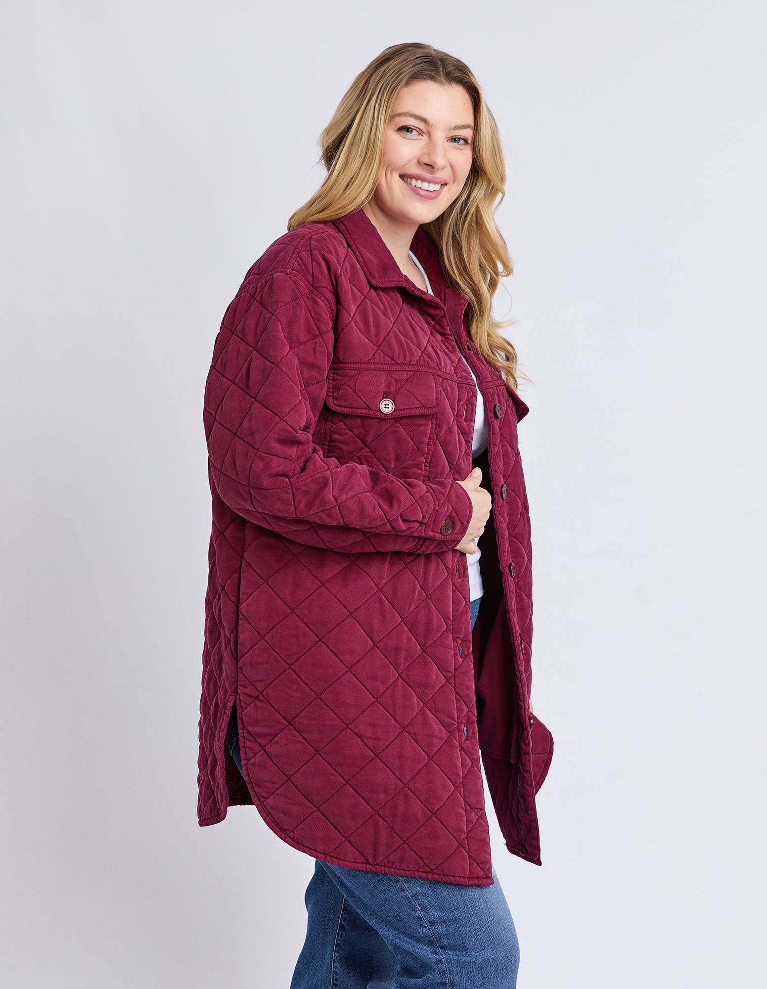 Katie Quilted Shacket Plum