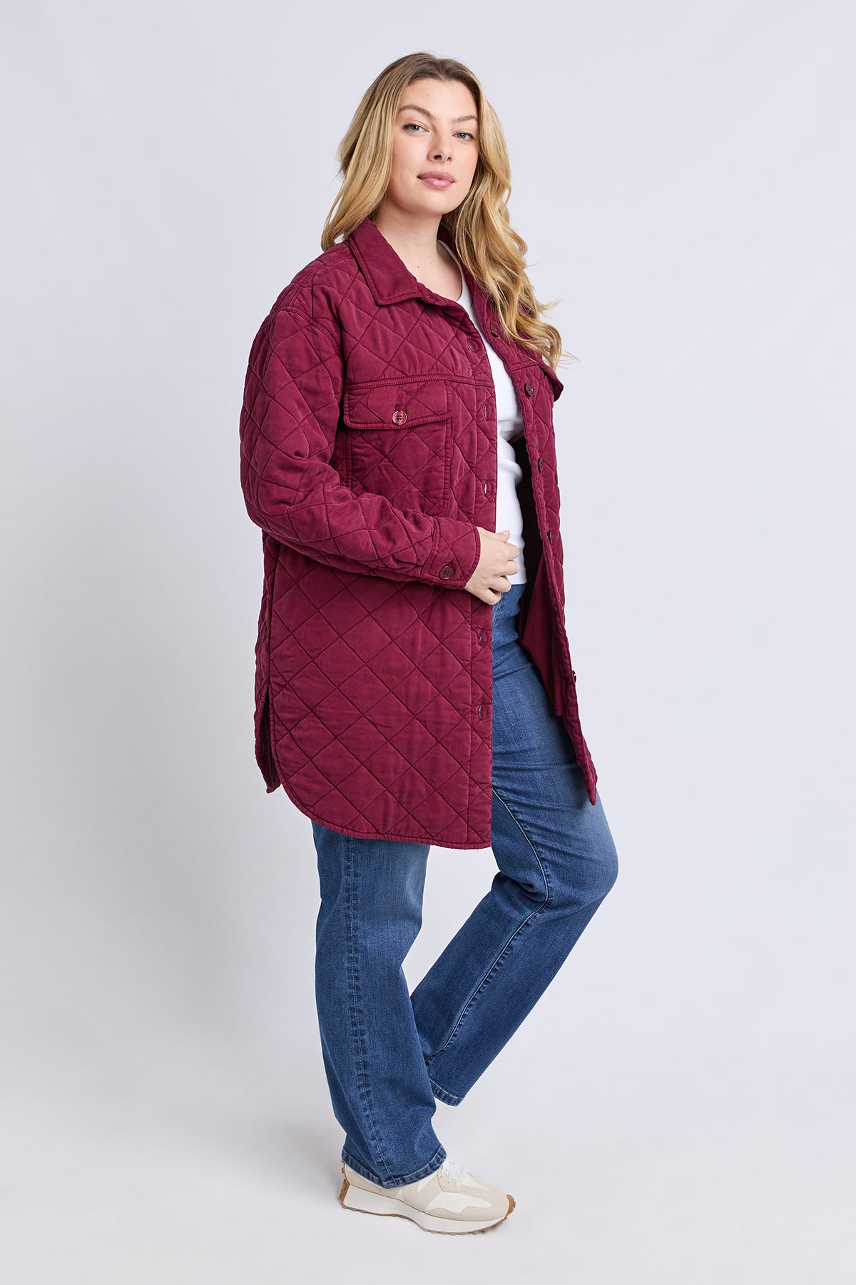 Katie Quilted Shacket Plum