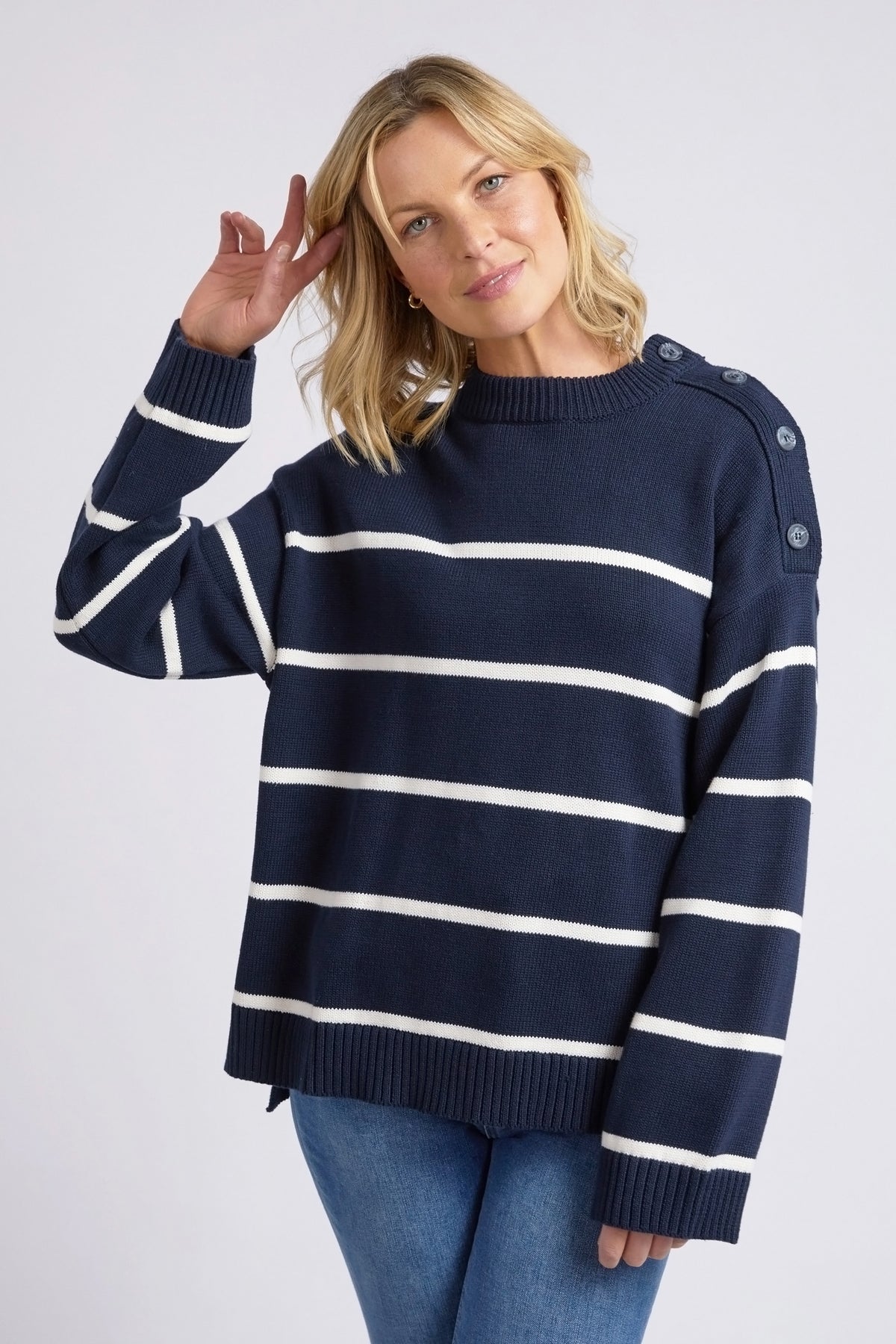 Iris Knit Navy & White Stripe