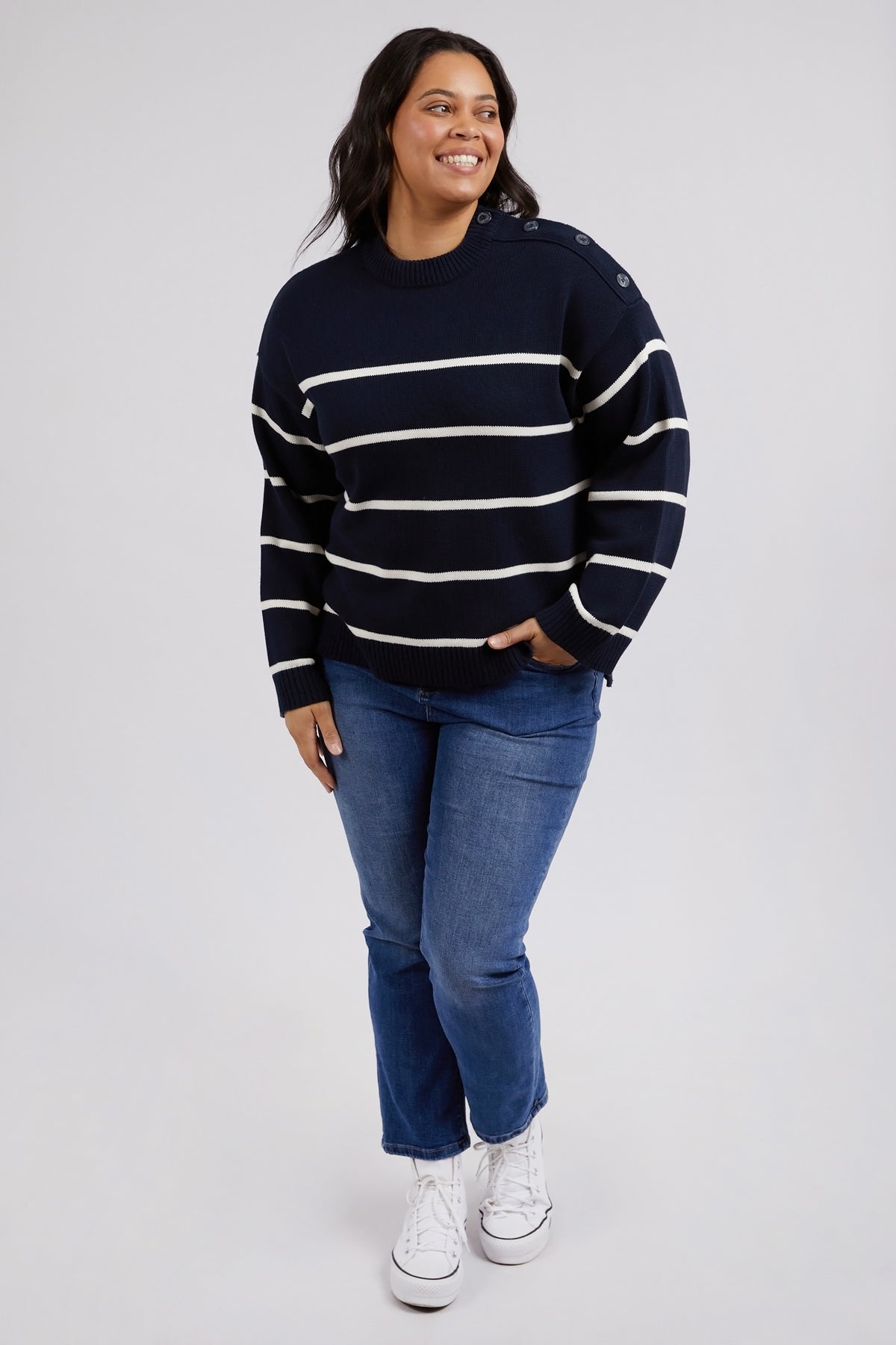 Iris Knit Navy & White Stripe