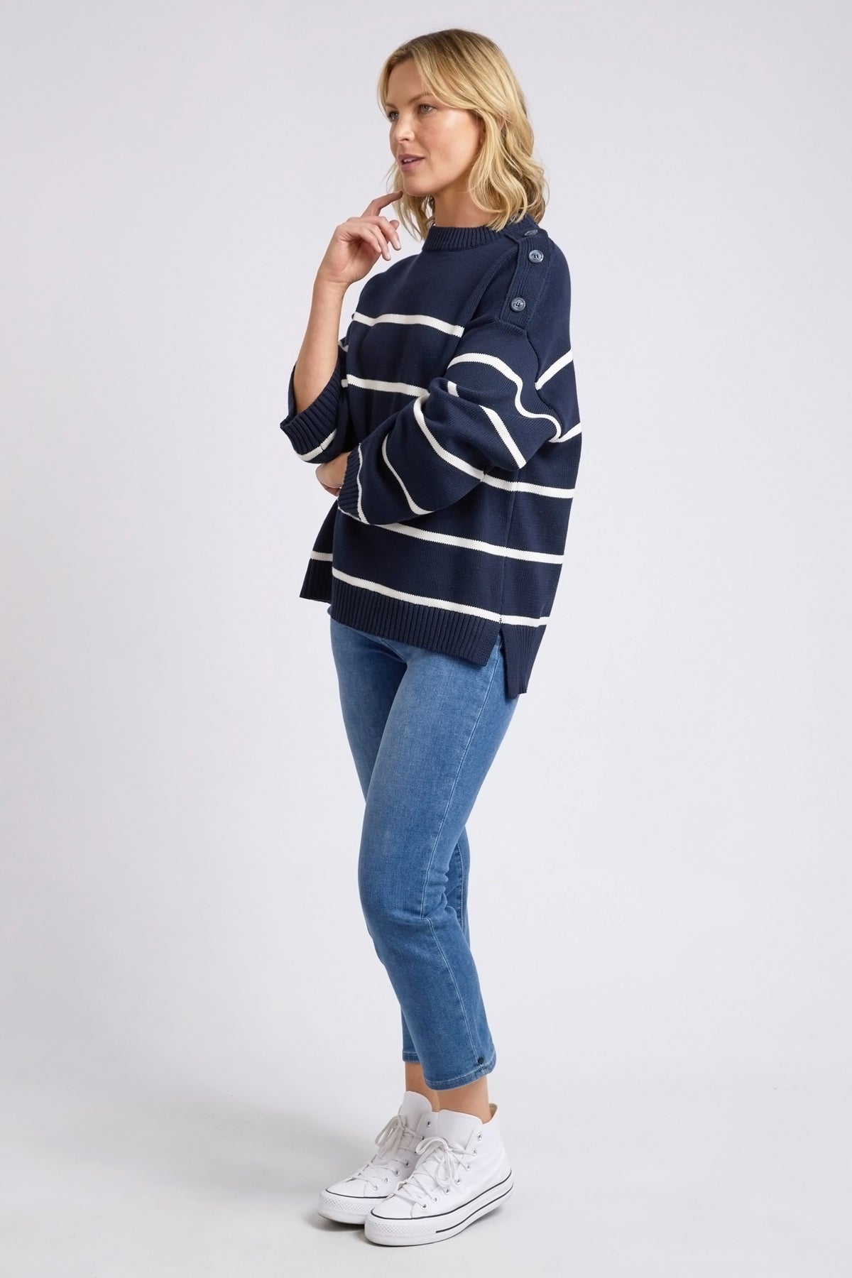 Iris Knit Navy & White Stripe