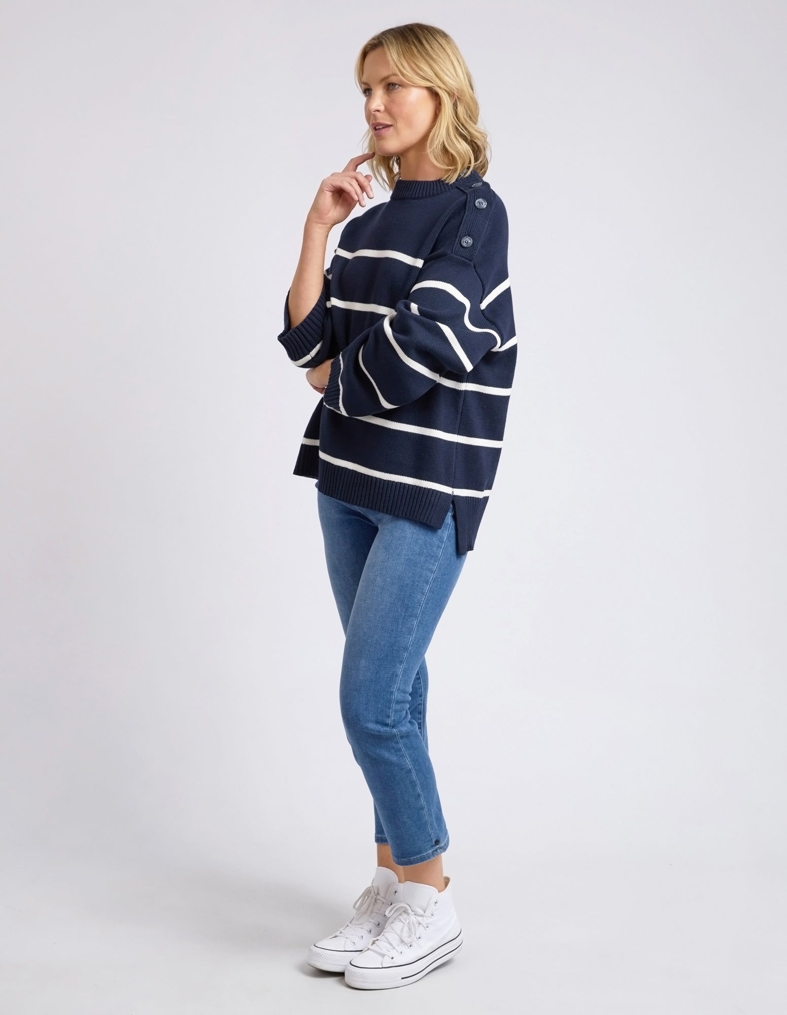 Iris Knit Navy & White Stripe