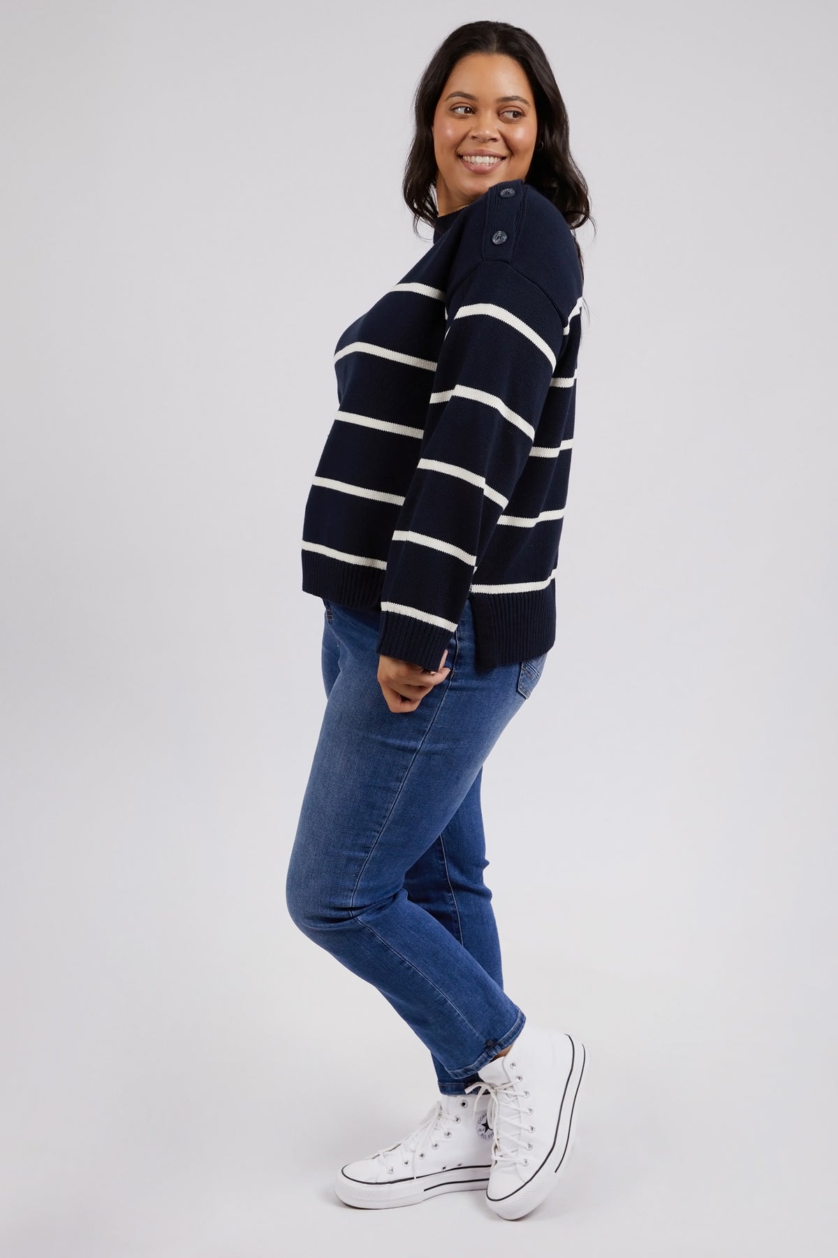 Iris Knit Navy & White Stripe