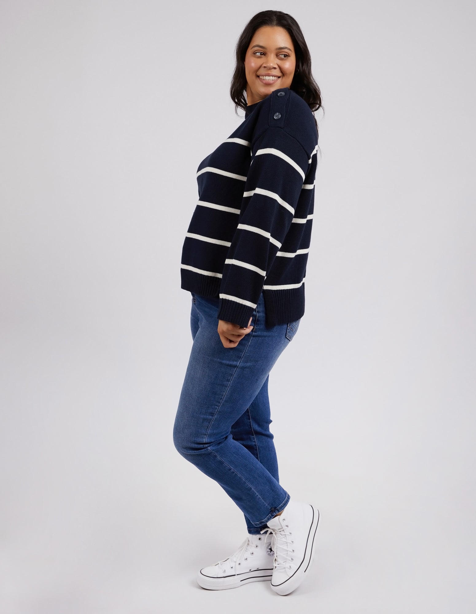 Iris Knit Navy & White Stripe