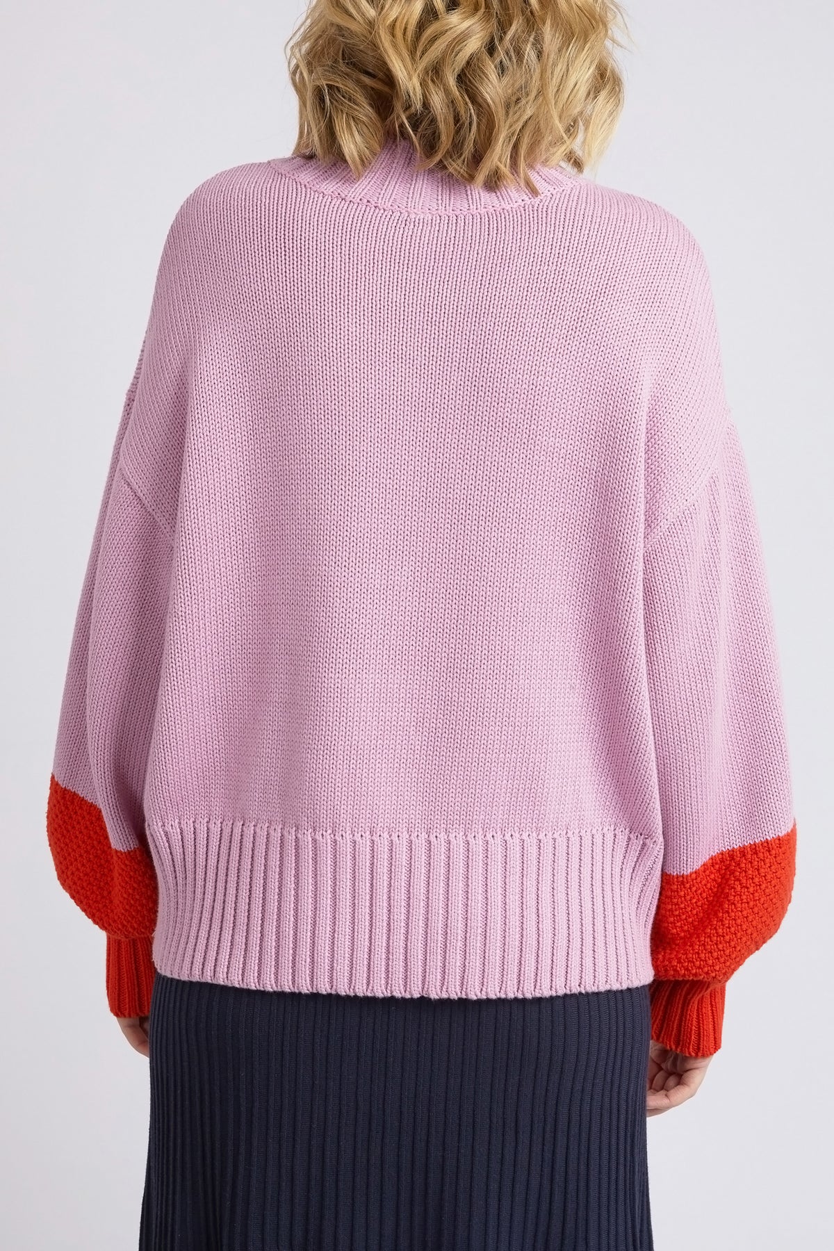 Louie Mock Neck Knit Peony Pink & Tangello