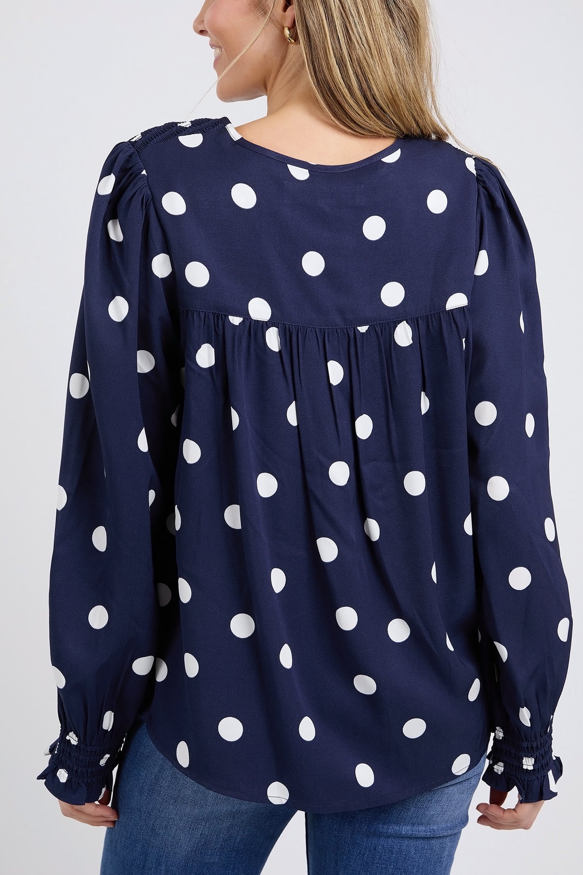 Dottie Blouse Navy Spot Print