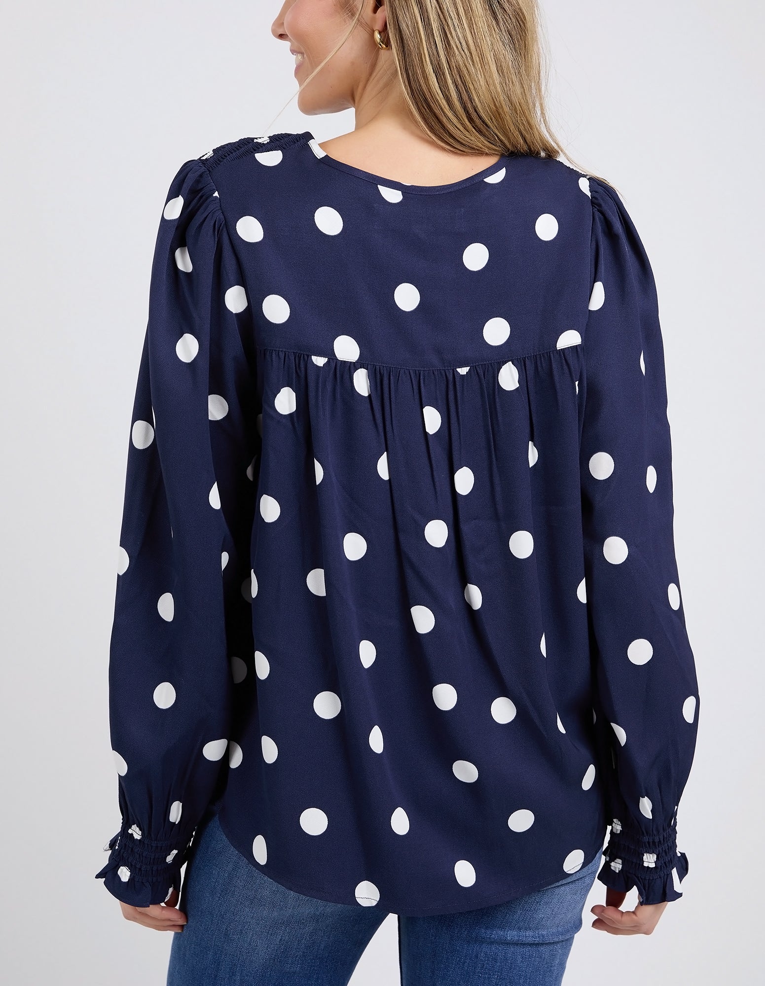 Dottie Blouse Navy Spot Print