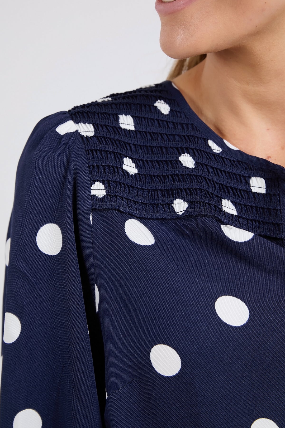 Dottie Blouse Navy Spot Print