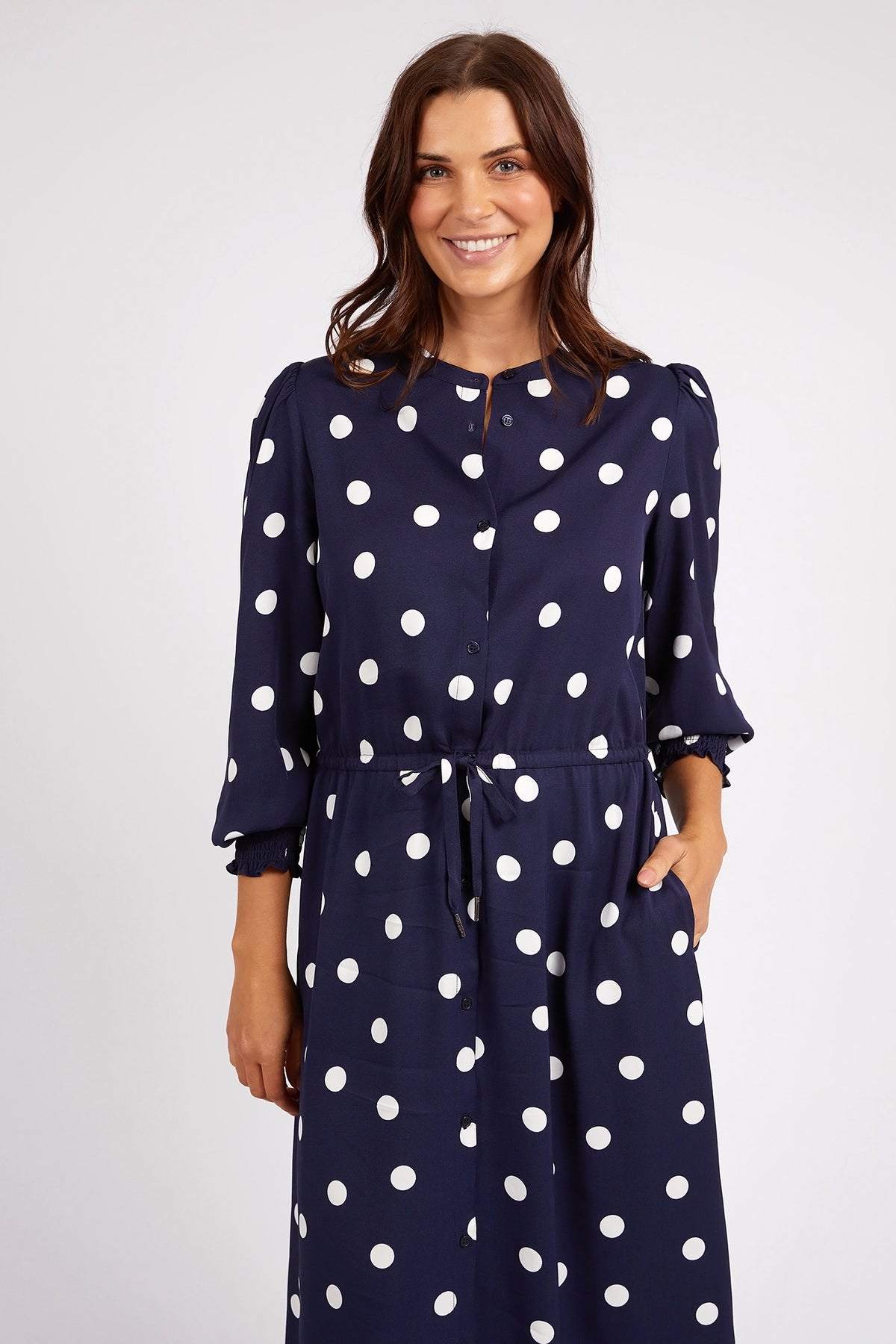 Dottie Dress Navy Spot Print