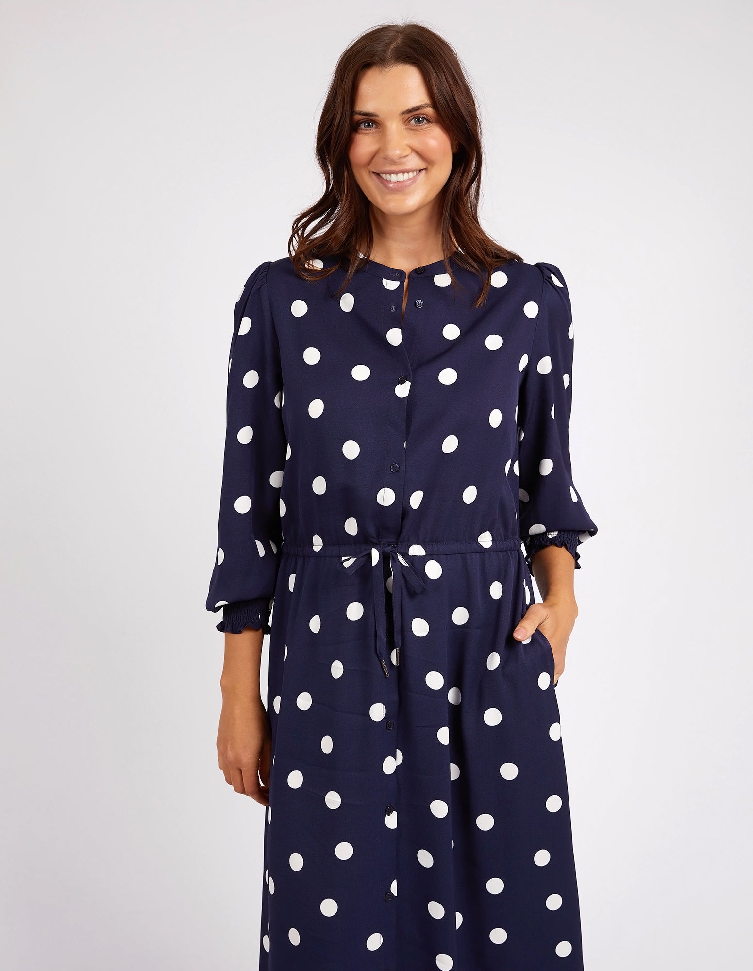 Dottie Dress Navy Spot Print