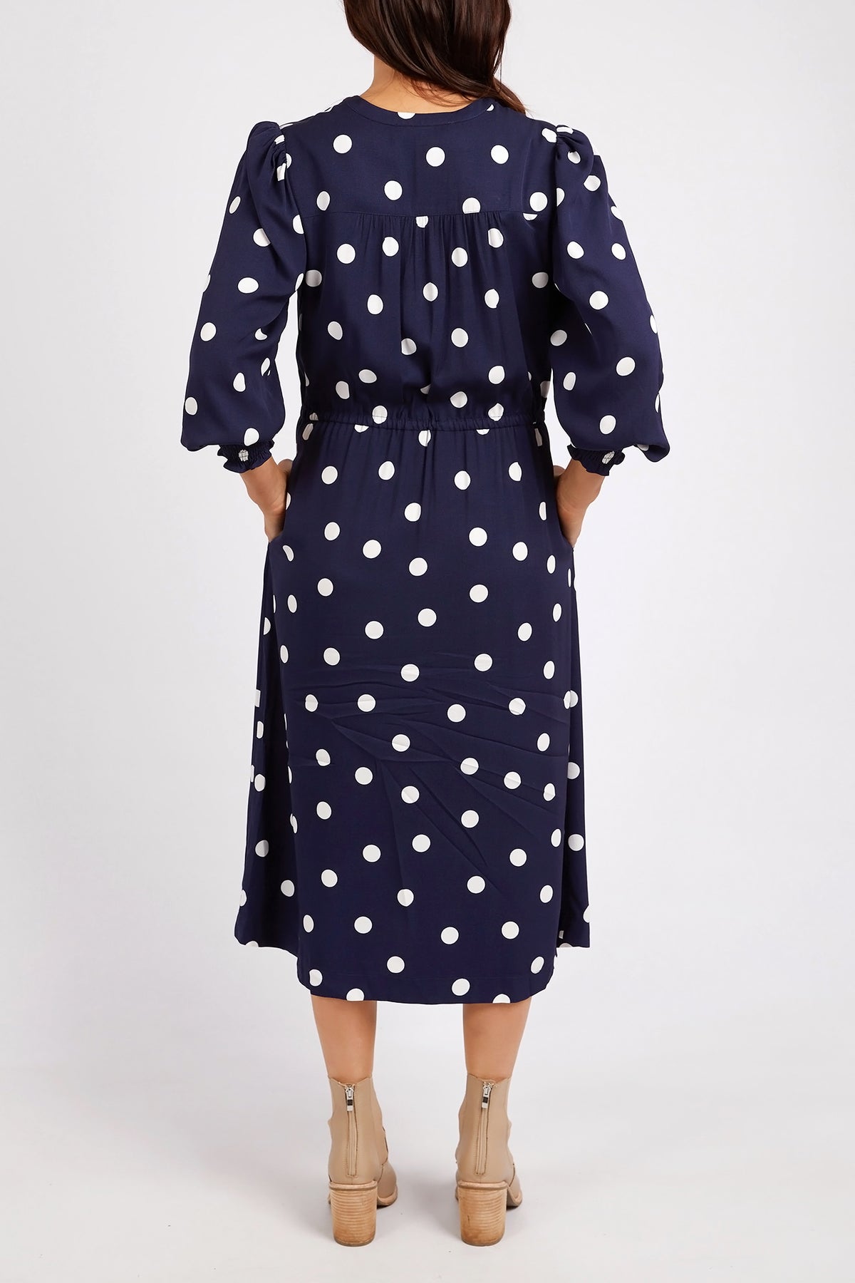 Dottie Dress Navy Spot Print