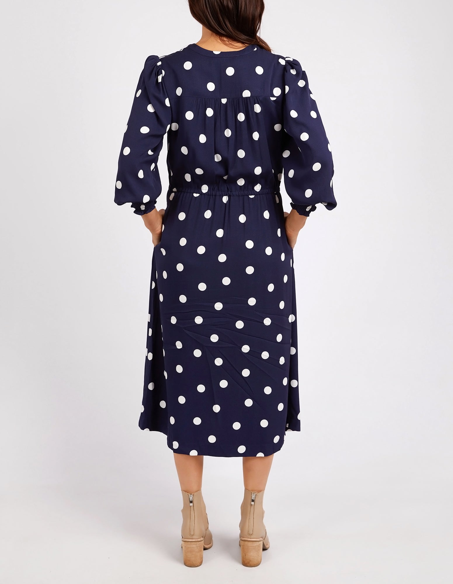 Dottie Dress Navy Spot Print