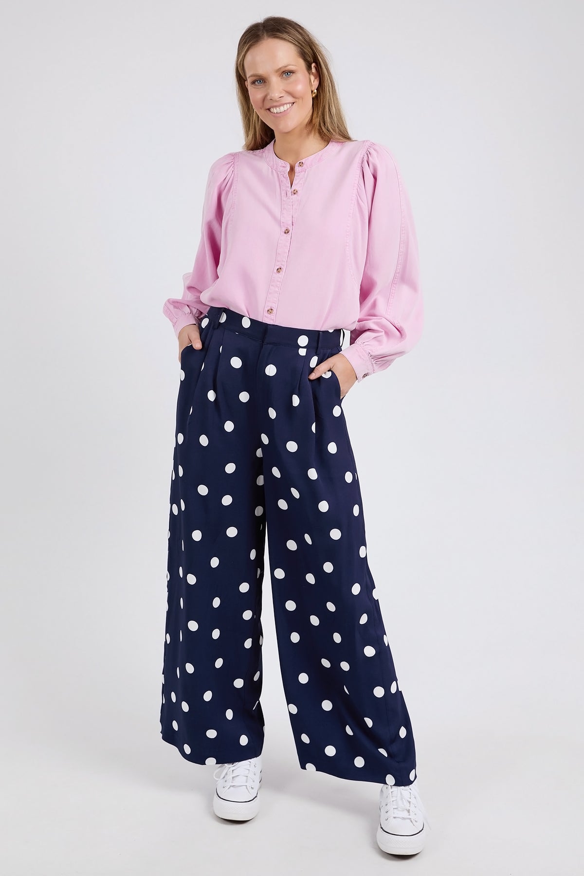 Dottie Pants Navy Spot Print