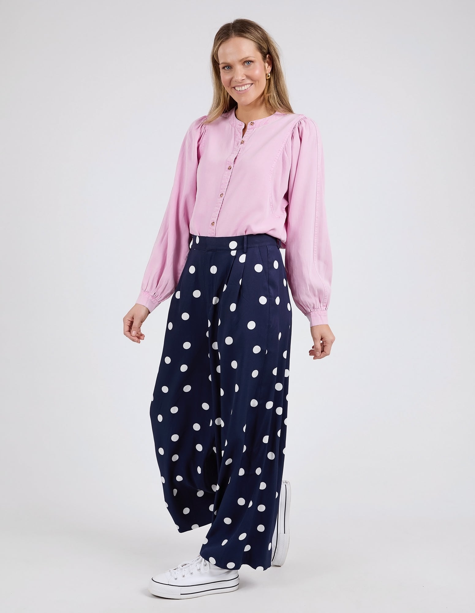 Dottie Pants Navy Spot Print